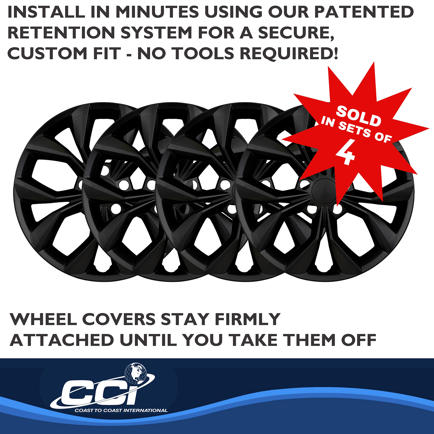 Coast To Coast 56217BLK - Premium Wheel Covers, Black, Gloss Painted