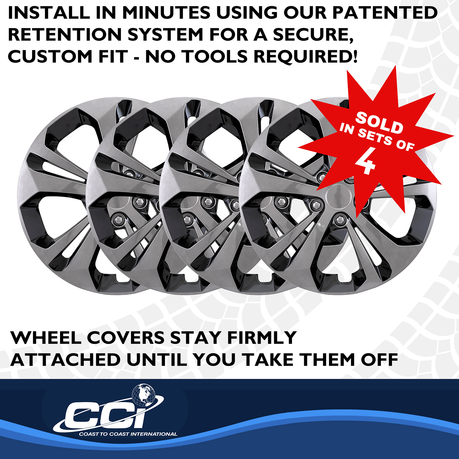 Coast To Coast 56417GB - Premium Wheel Covers, Black, Gloss Painted