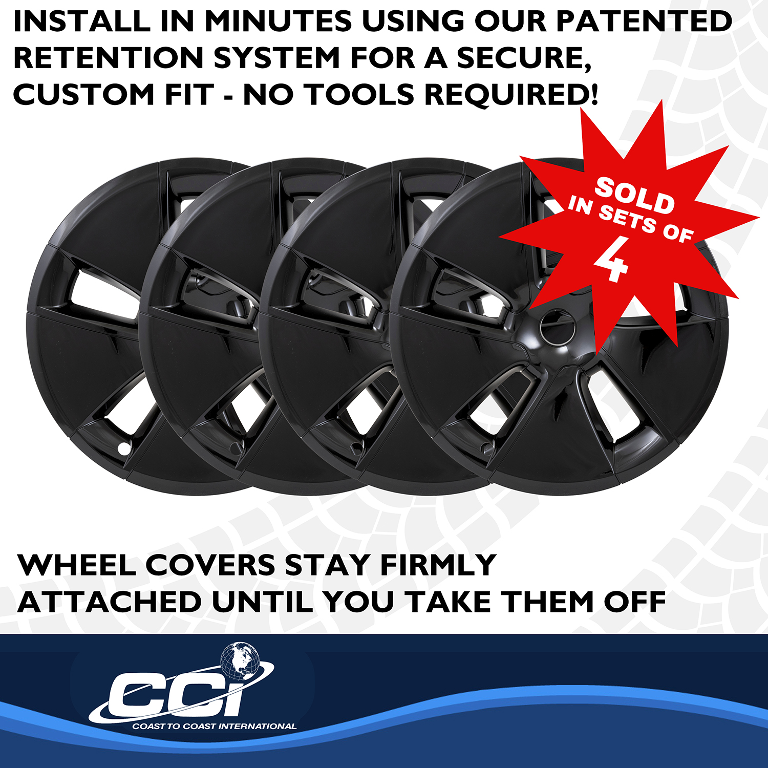 Coast To Coast 56518BLK - Premium Wheel Covers, Black, Gloss Painted