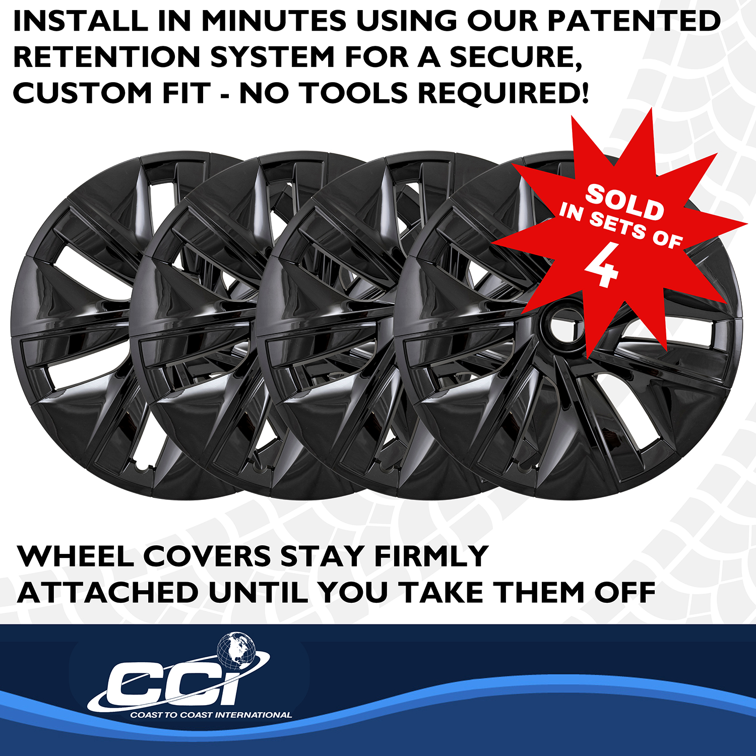 Coast To Coast 56619BLK - Premium Wheel Covers, Black, Gloss Painted