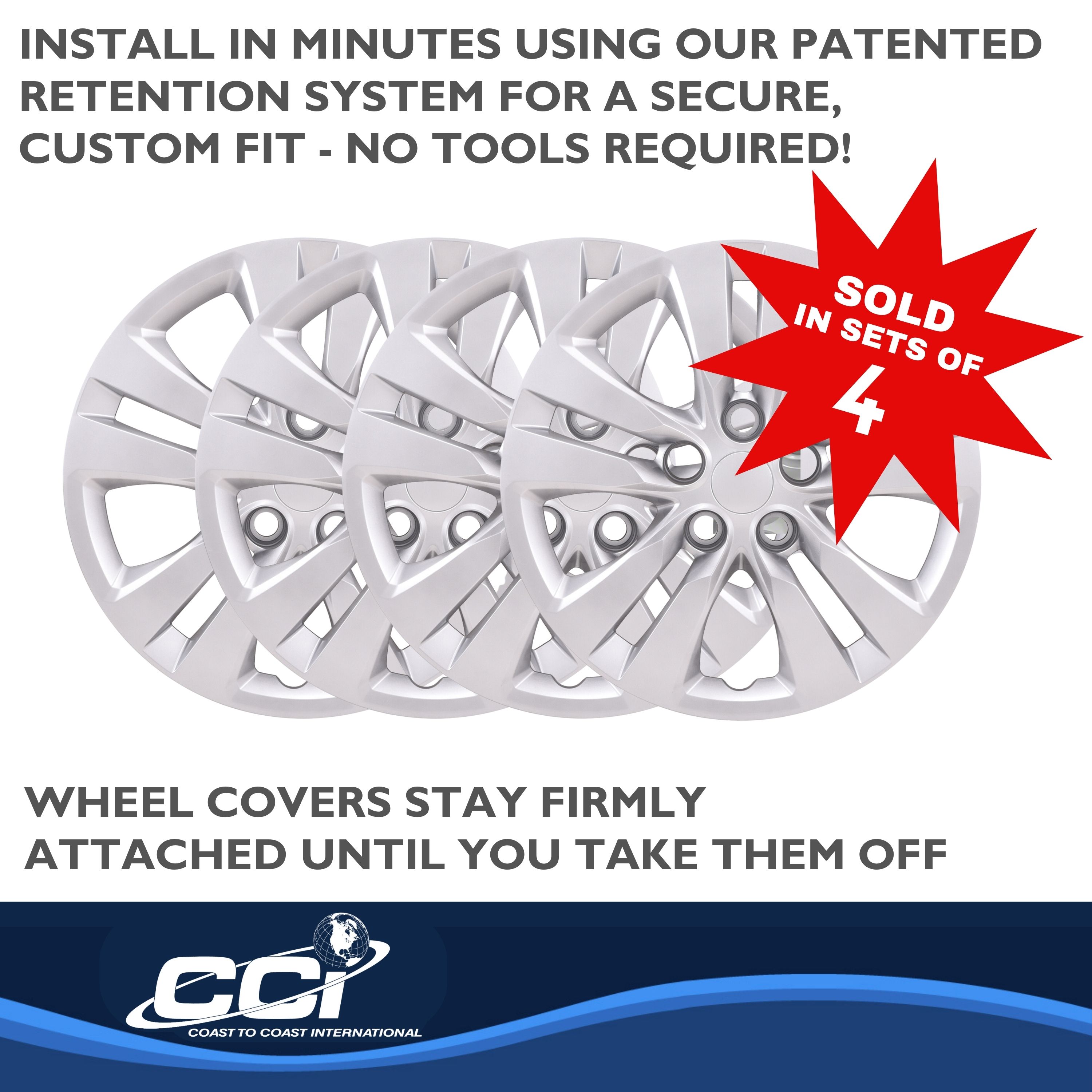 Coast To Coast 54816S - Premium Wheel Covers, Silver, Gloss Painted