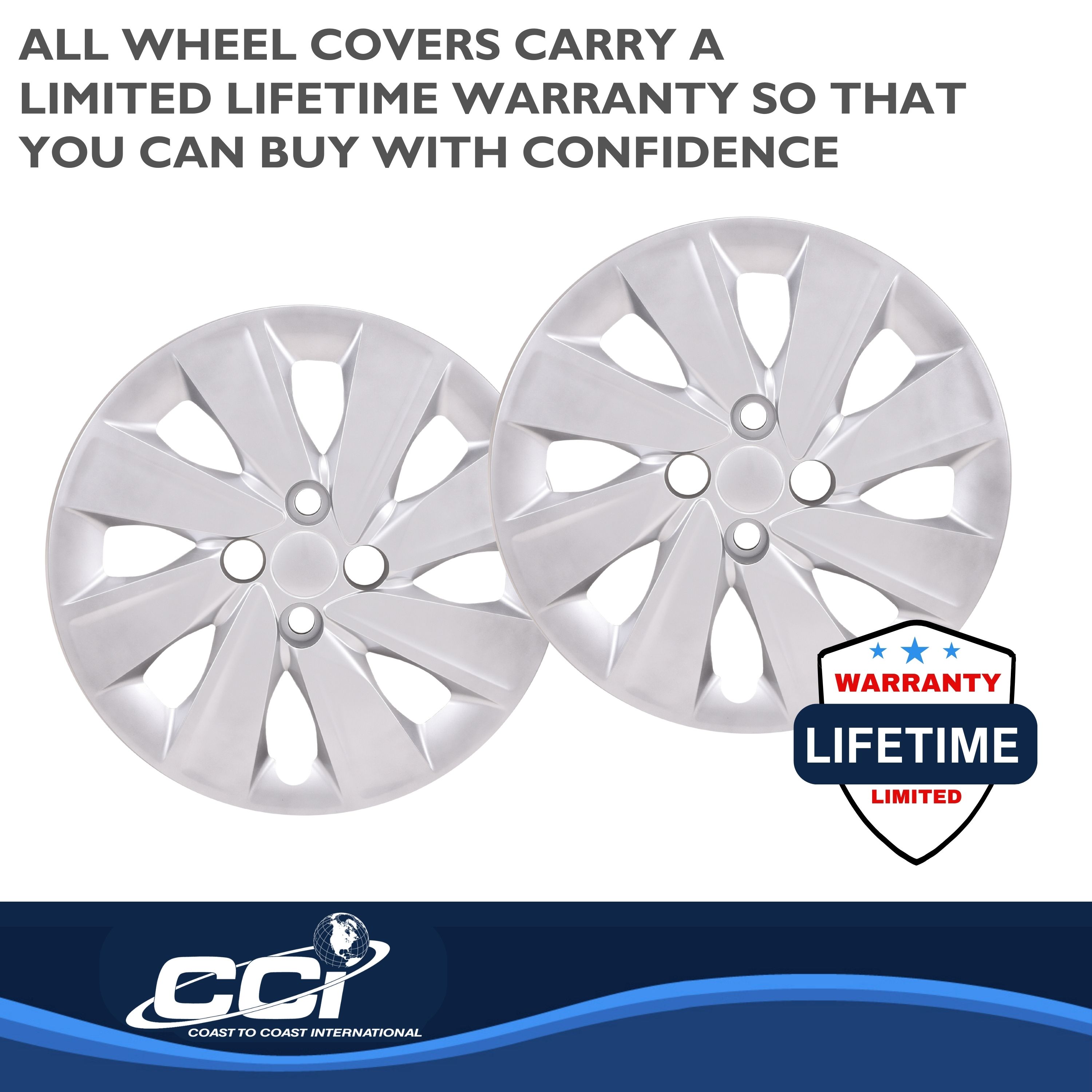 Coast To Coast 54915S - Premium Wheel Covers, Silver, Gloss Painted