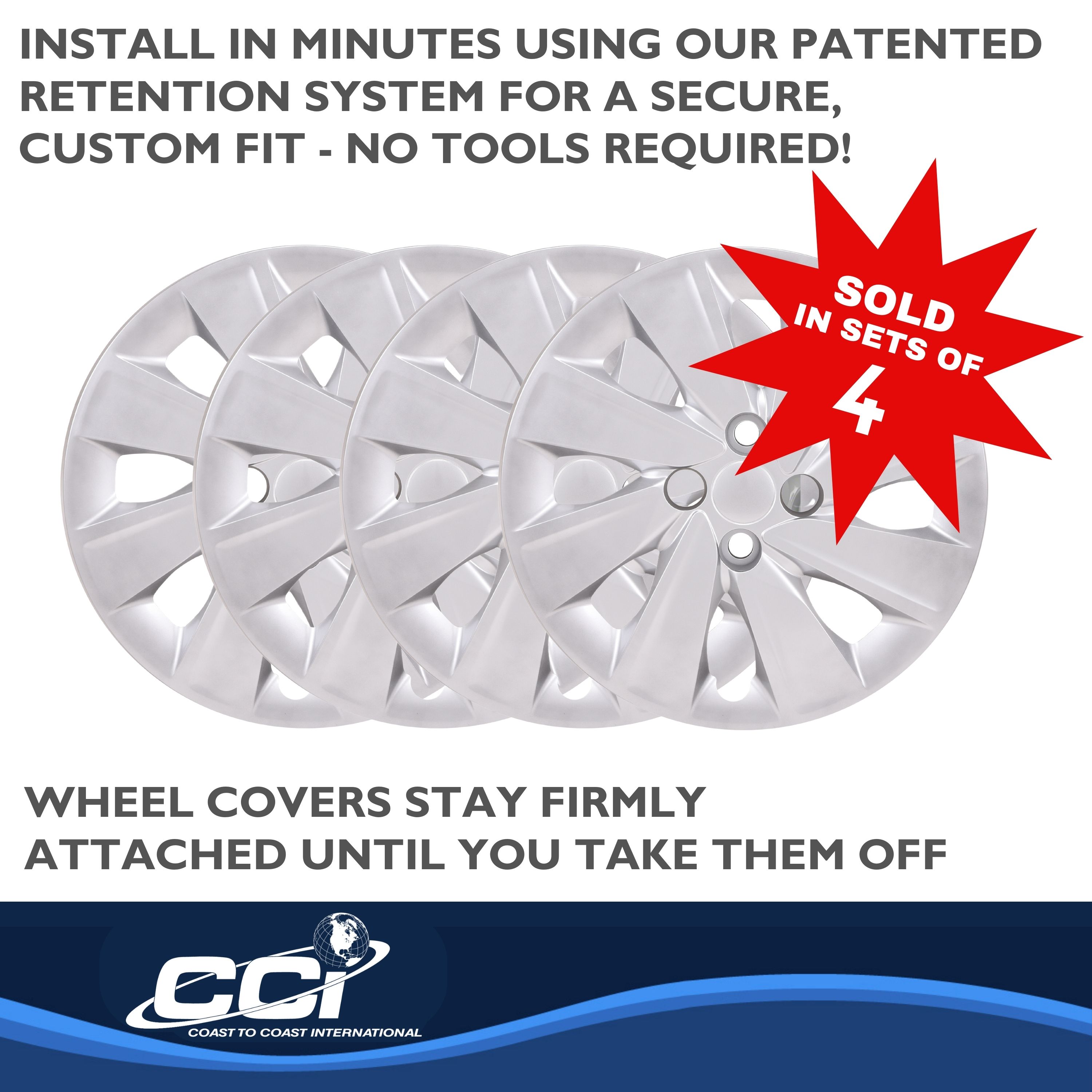Coast To Coast 54915S - Premium Wheel Covers, Silver, Gloss Painted
