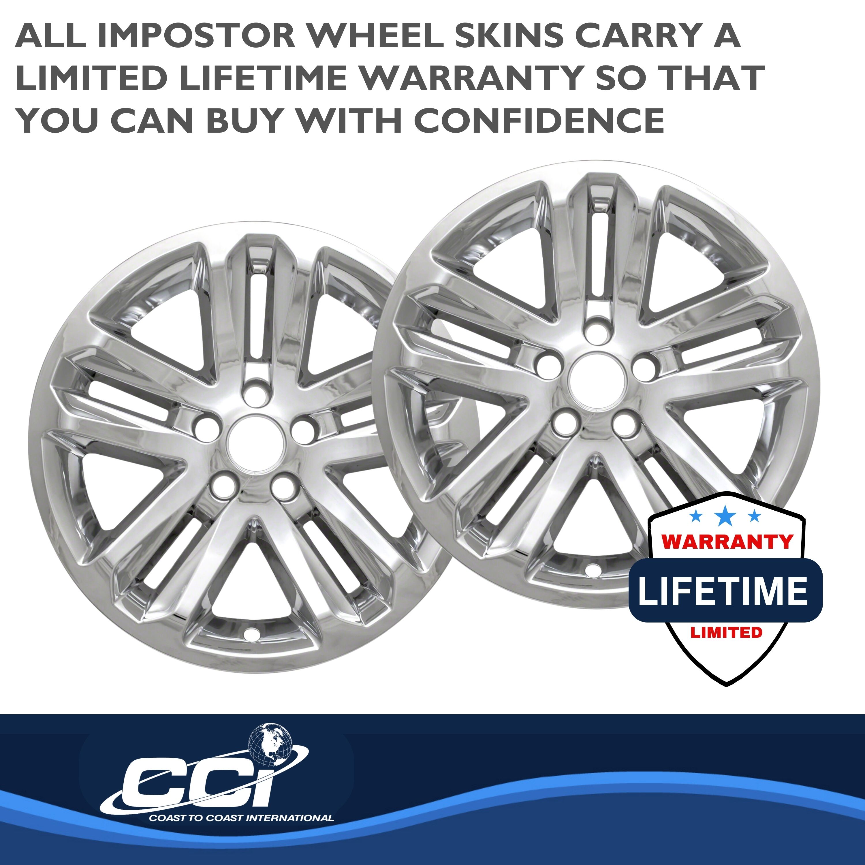 Coast To Coast IWCIMP370X - Impostor Wheel Covers, Black, Chrome Plated