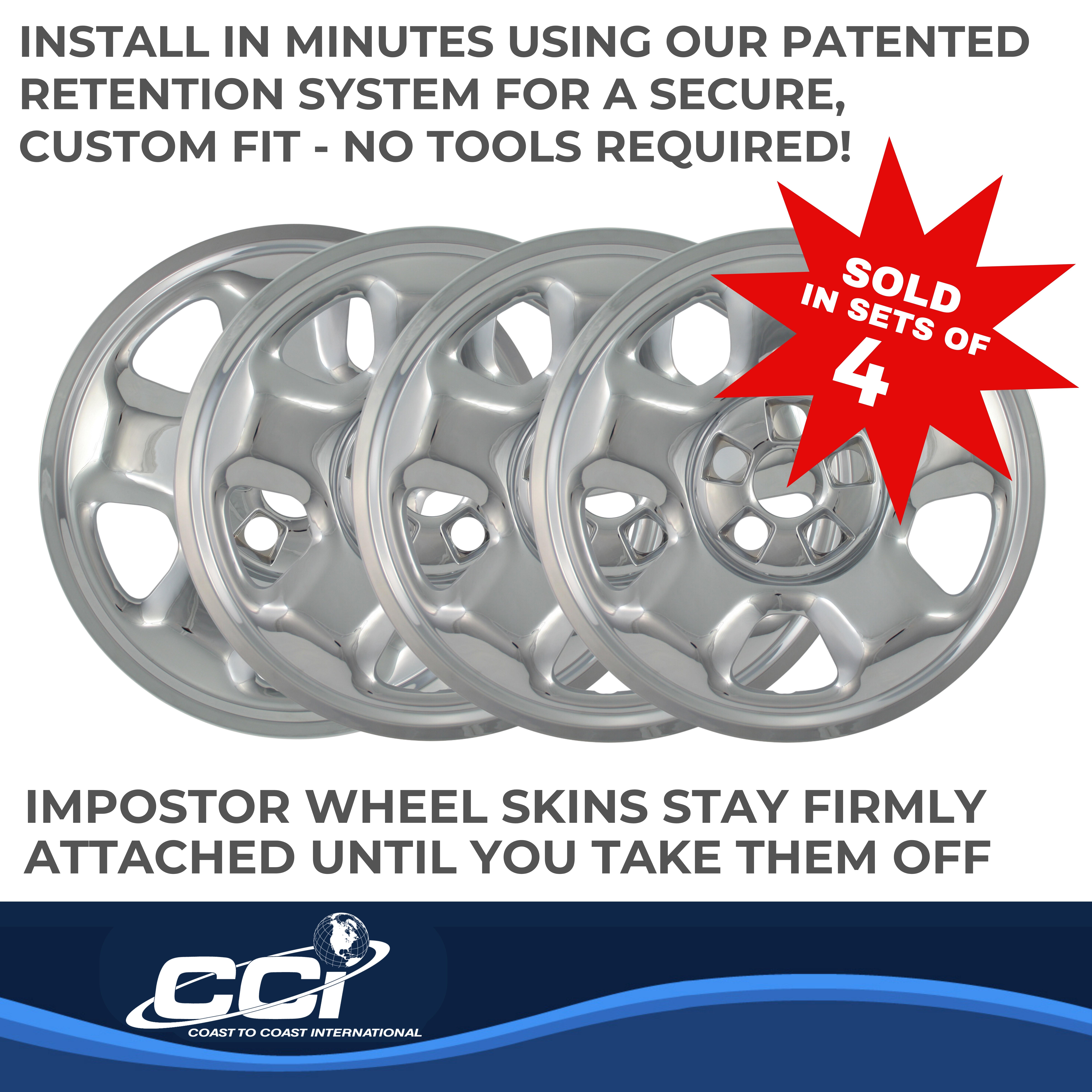 Coast To Coast IWCIMP82X - Impostor Wheel Covers, Silver, Chrome Plated