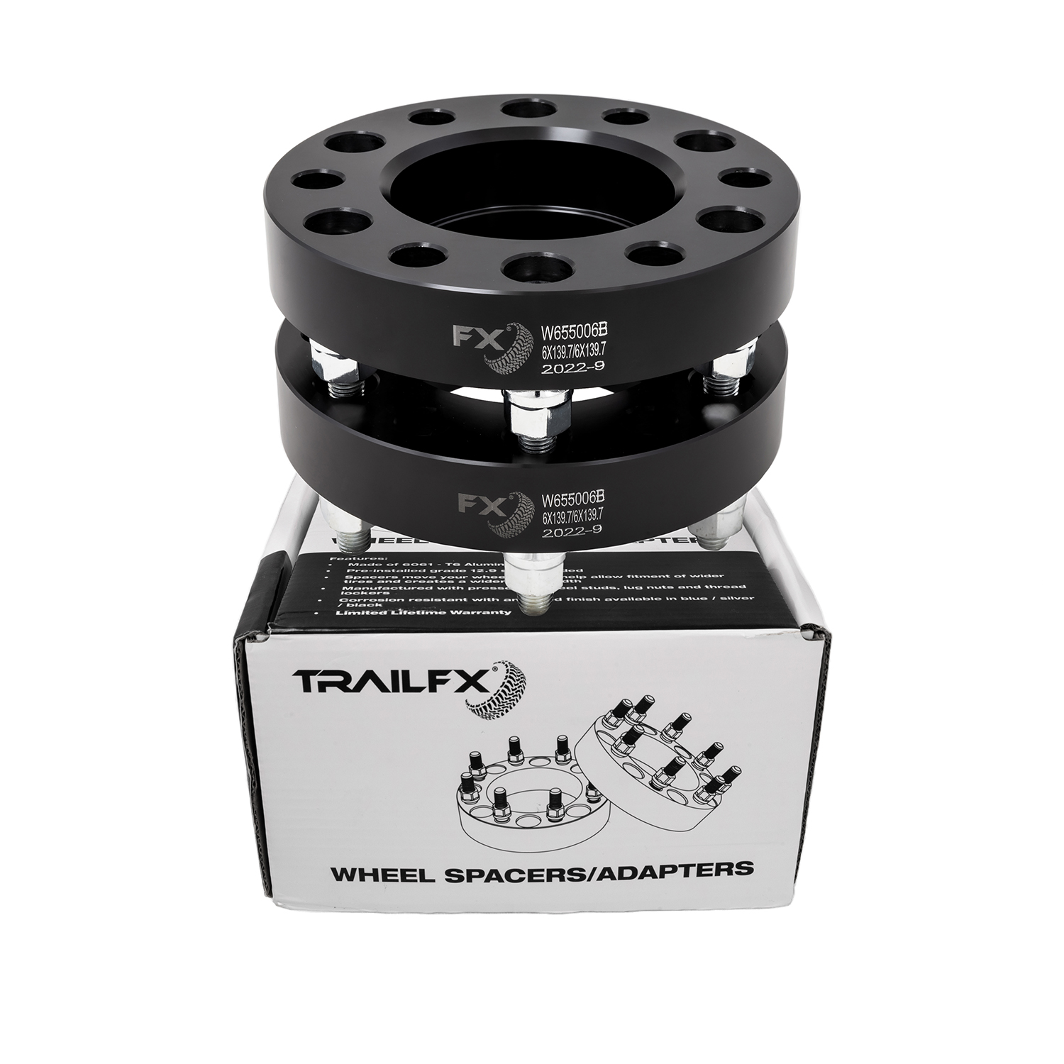 TrailFX W655006B - Wheel Spacers & Adapters, Black, Anodized