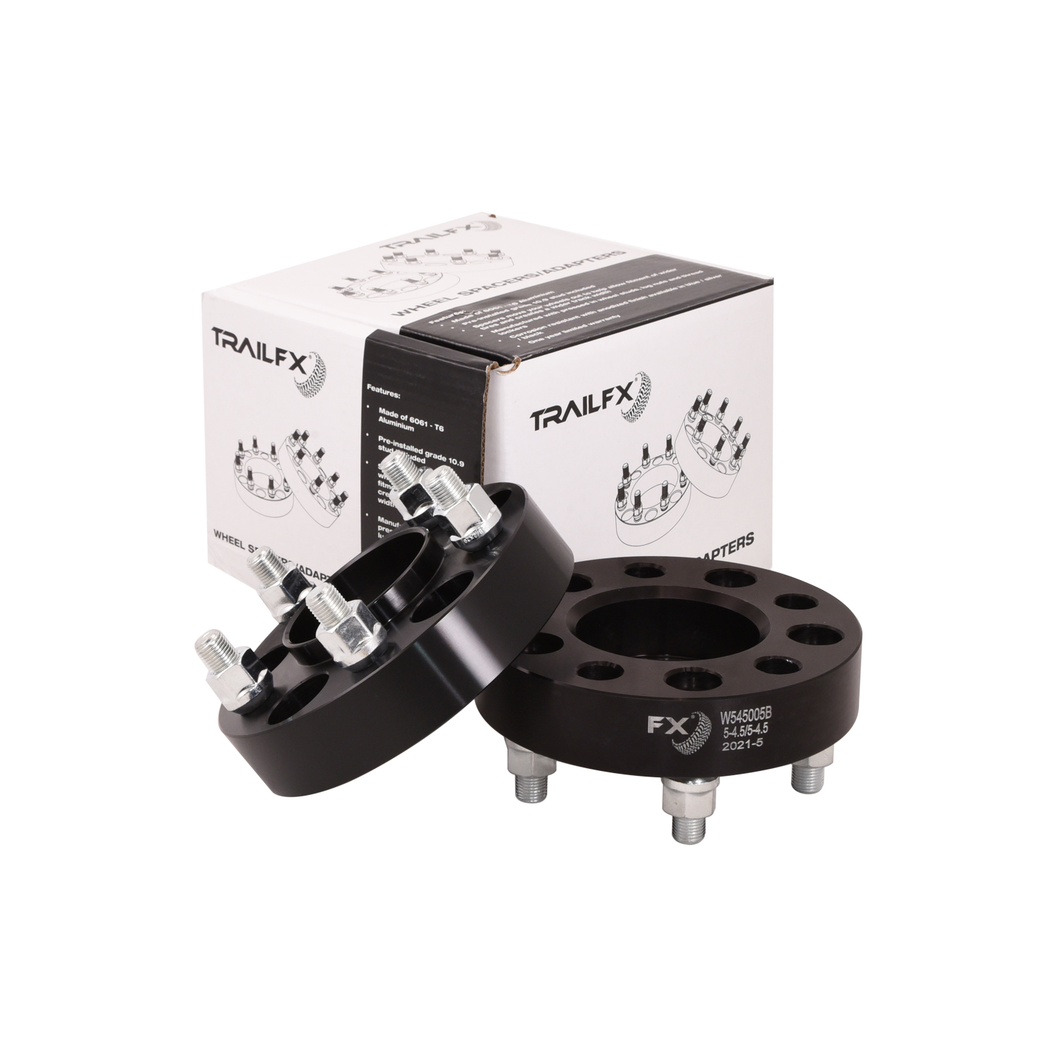 TrailFX W545005B - Wheel Spacers & Adapters, Black, Anodized