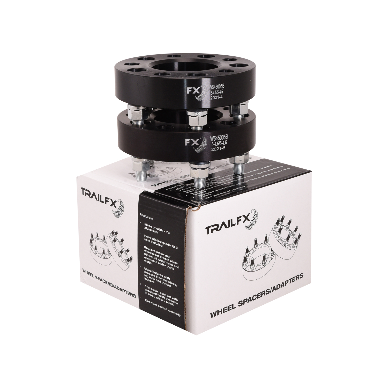 TrailFX W545005B - Wheel Spacers & Adapters, Black, Anodized