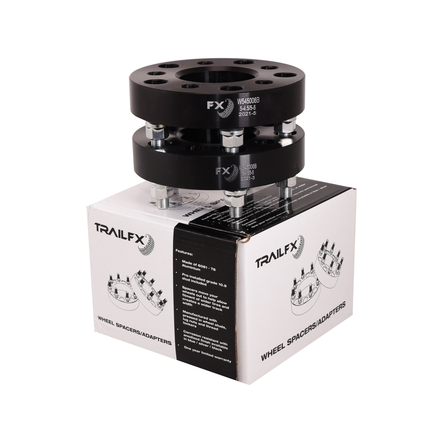TrailFX W545006B - Wheel Spacers & Adapters, Black, Anodized