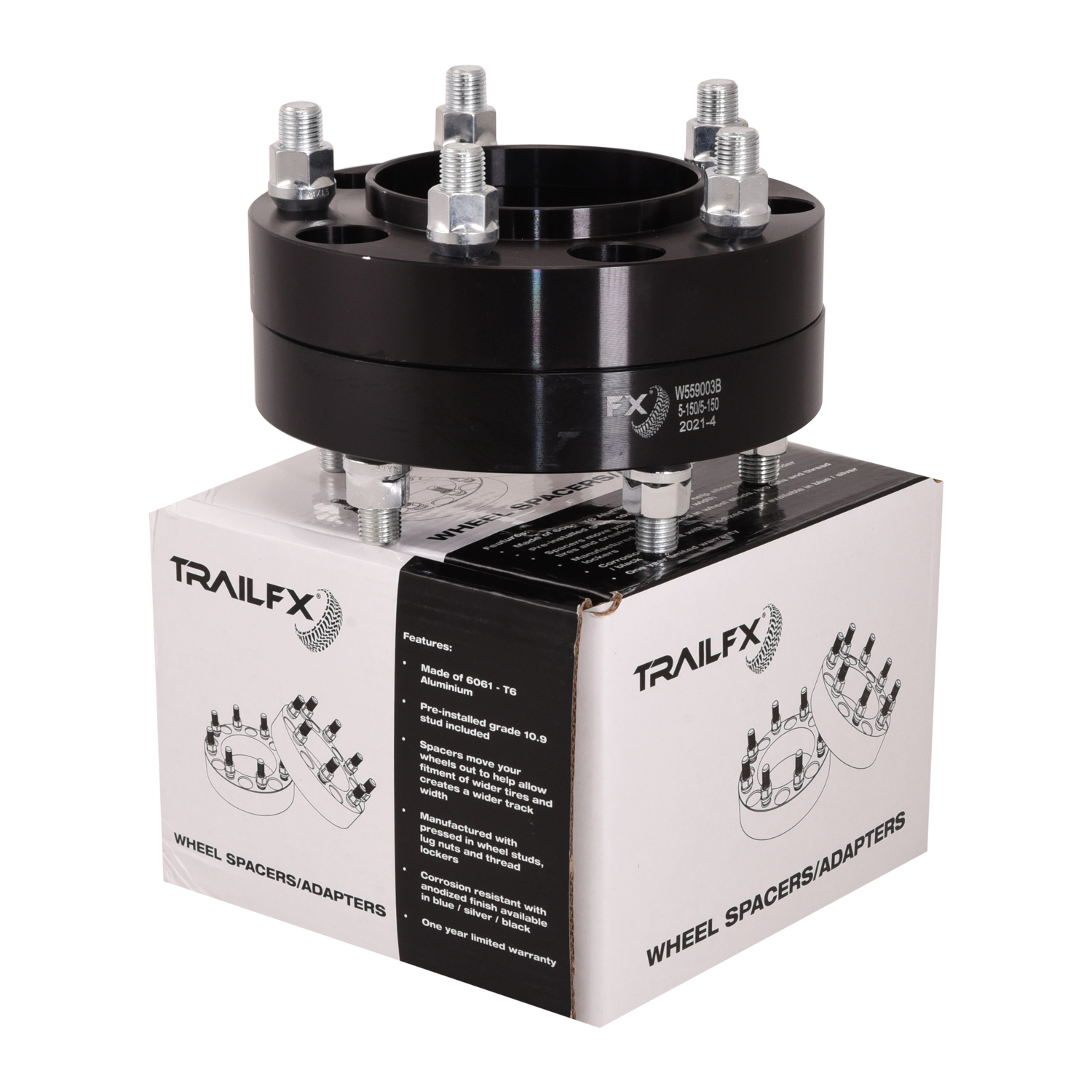 TrailFX W559003B - Wheel Spacers & Adapters, Black, Anodized