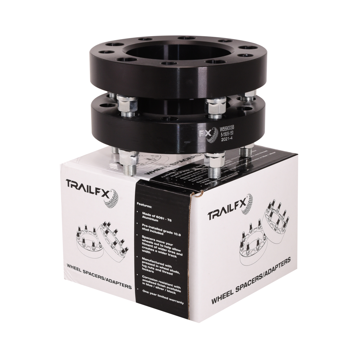 TrailFX W559003B - Wheel Spacers & Adapters, Black, Anodized