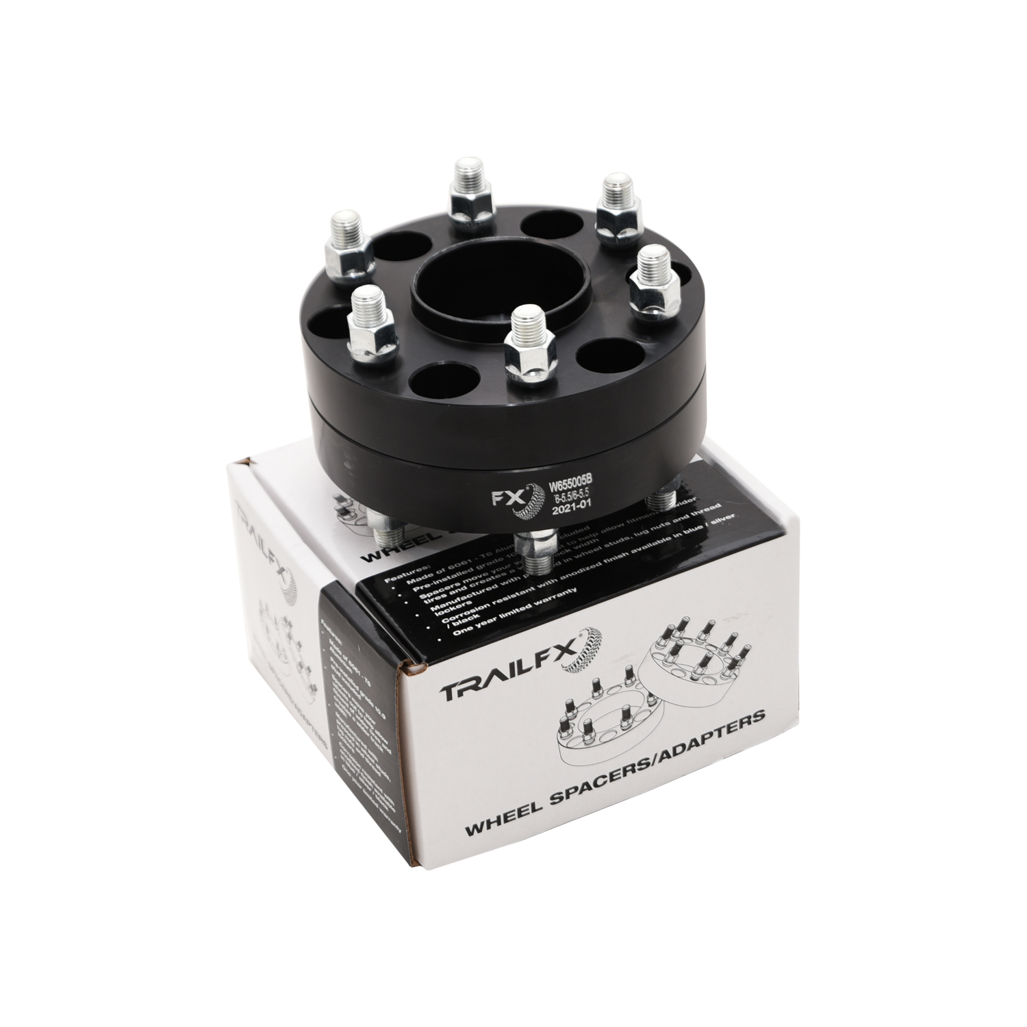 TrailFX W655005B - Wheel Spacers & Adapters, Black, Anodized