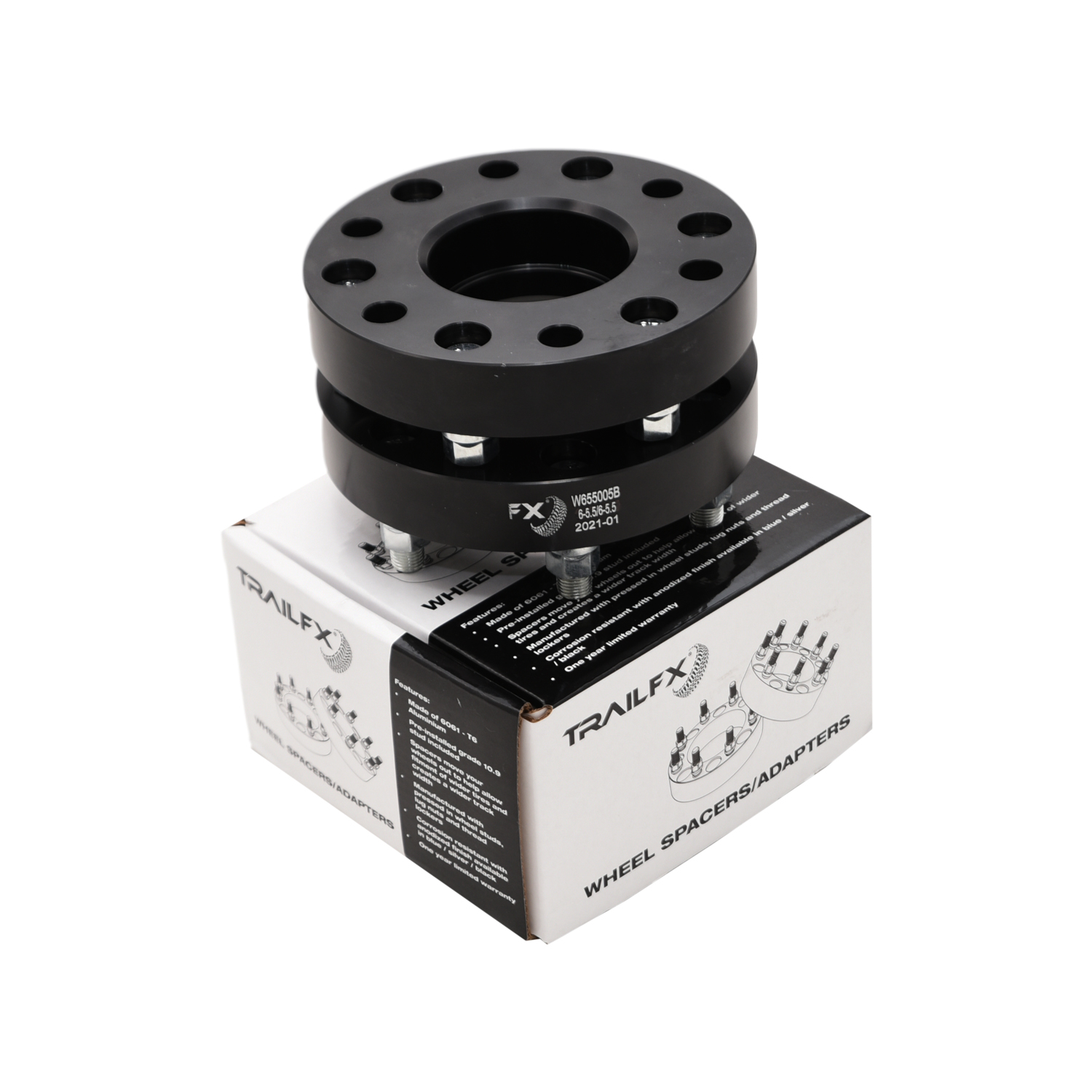 TrailFX W655005B - Wheel Spacers & Adapters, Black, Anodized