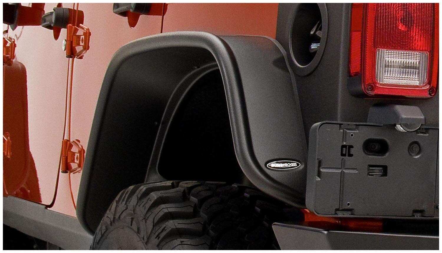 Bushwacker 10050-07 - Flat Style Fender Flares (Jeep), 2-Piece Rear, Black
