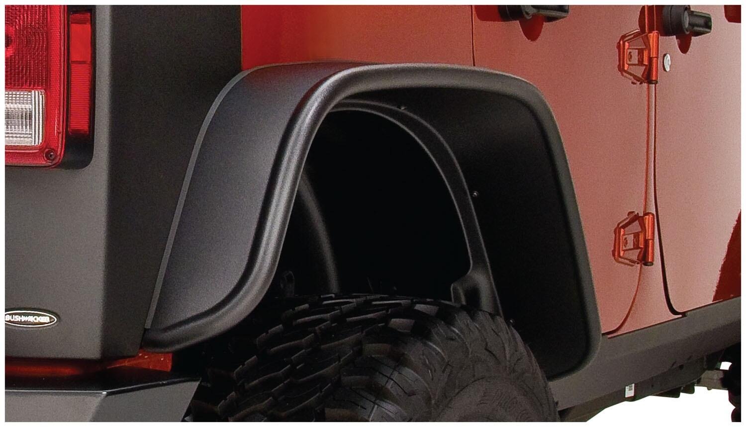 Bushwacker 10050-07 - Flat Style Fender Flares (Jeep), 2-Piece Rear, Black