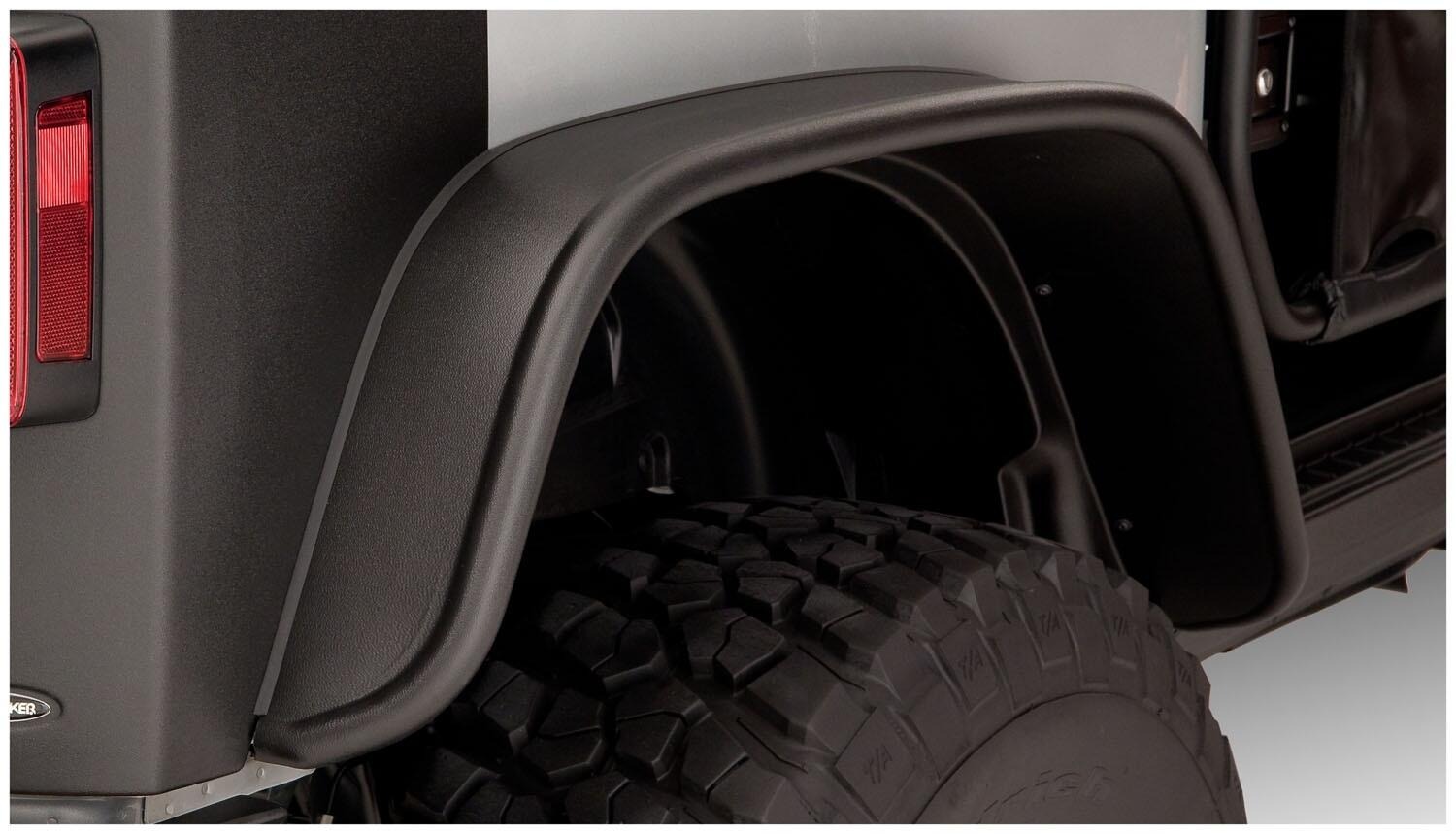 Bushwacker 10052-07 - Flat Style Fender Flares (Jeep), 2-Piece Rear, Black