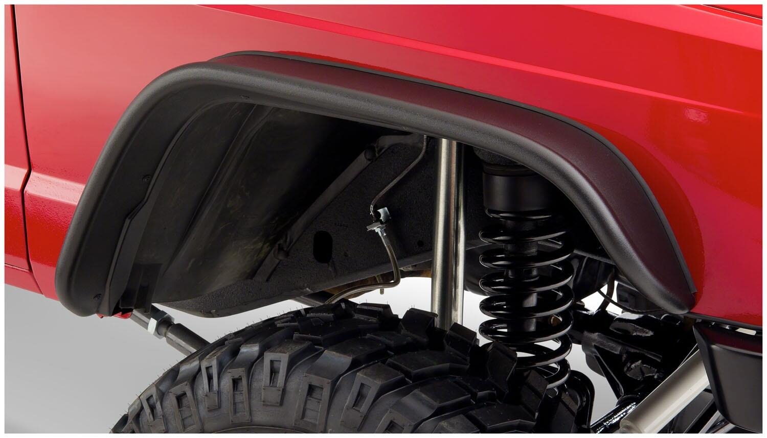 Bushwacker 10063-07 - Flat Style Fender Flares (Jeep), 2-Piece Front, Black
