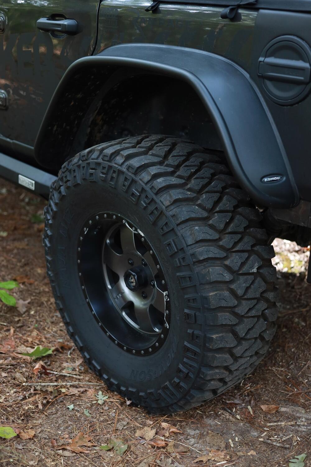 Bushwacker 10100-07 - Flat Style Fender Flares (Jeep), 2-Piece Rear, Black