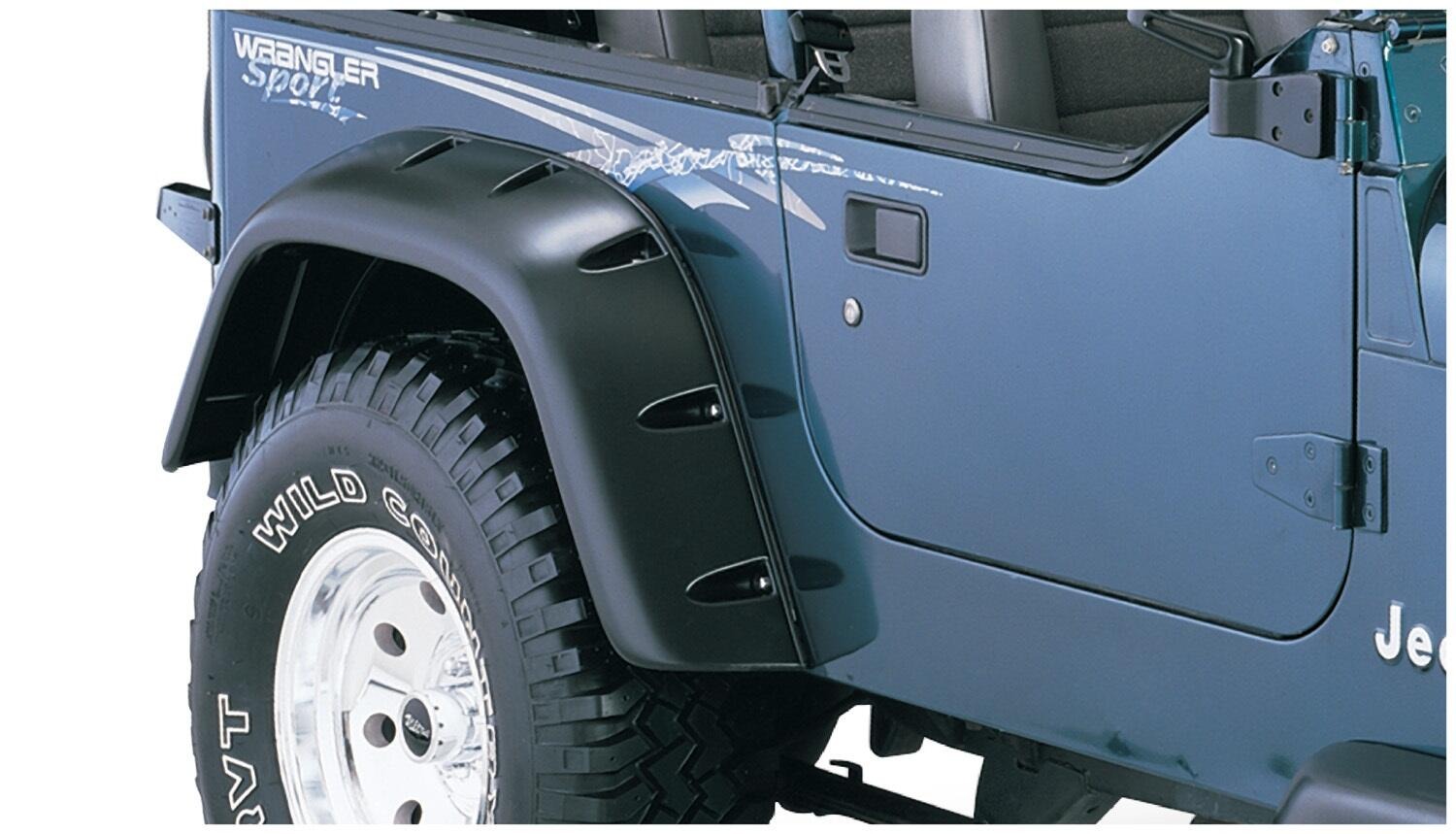 Bushwacker 10909-07 - Cutout Fender Flares (Jeep), 4-Piece Set, Black