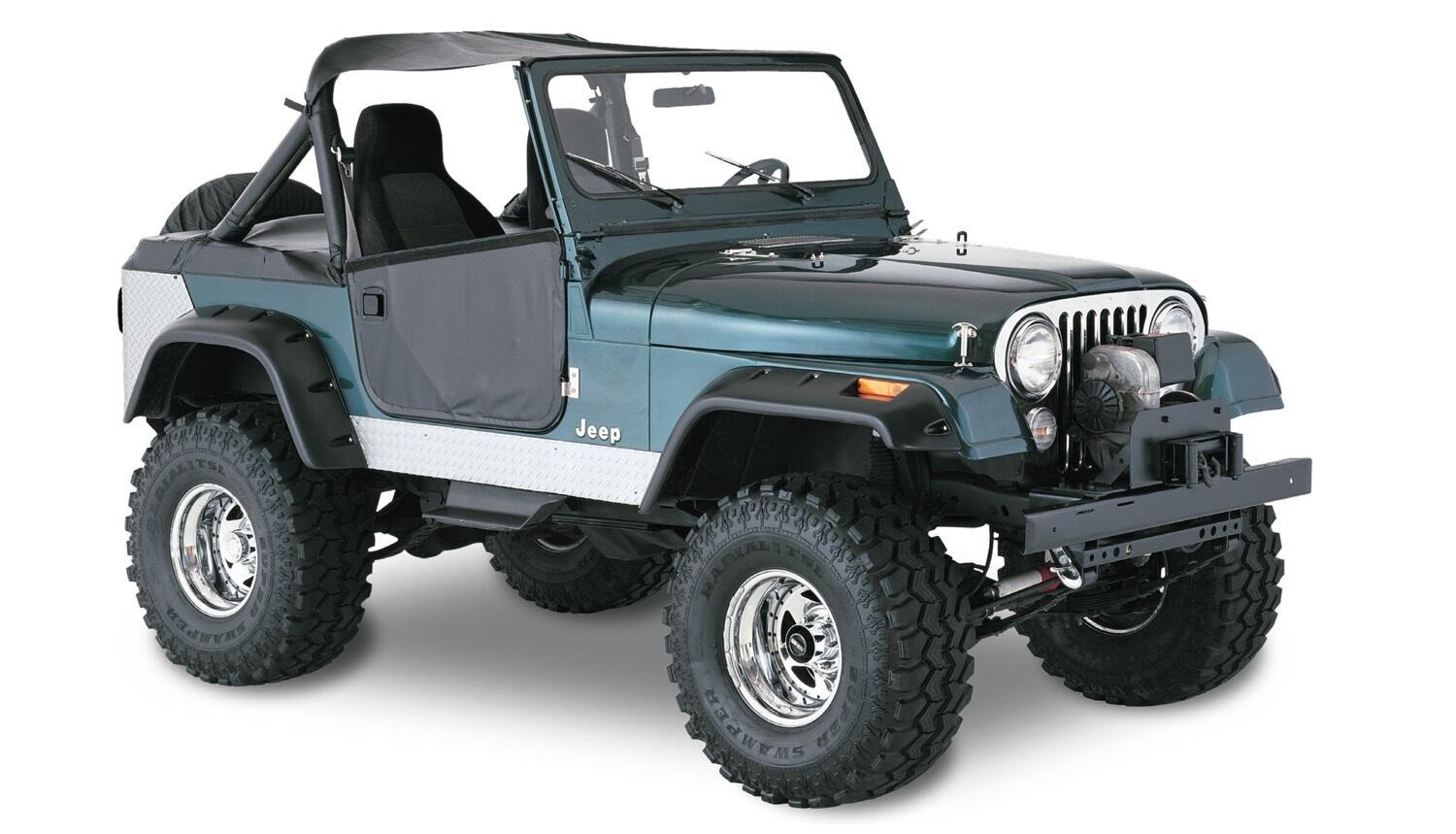 Bushwacker 10910-07 - Cutout Fender Flares (Jeep), 4-Piece Set, Black