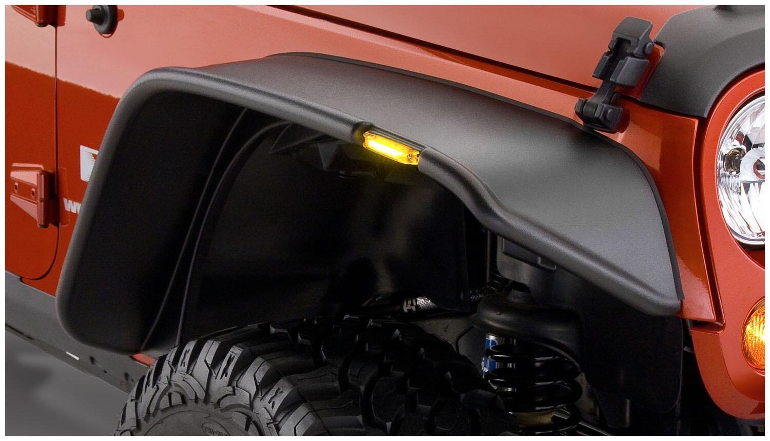 Bushwacker 10918-07 - Flat Style Fender Flares (Jeep), 4-Piece Set, Black