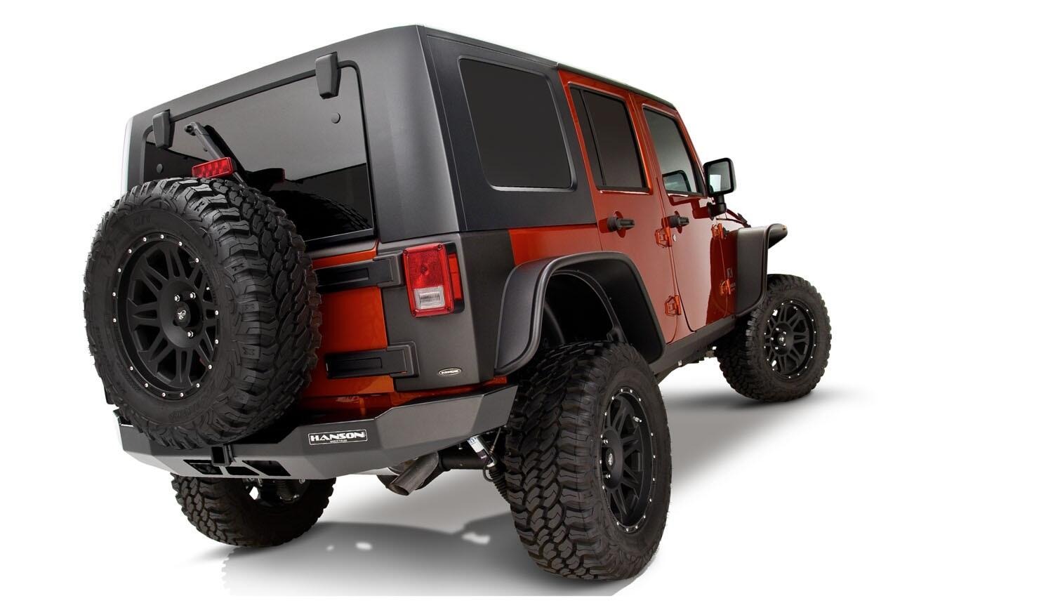 Bushwacker 10918-07 - Flat Style Fender Flares (Jeep), 4-Piece Set, Black