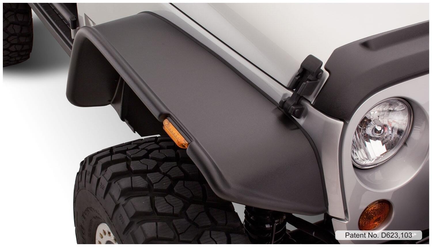 Bushwacker 10919-07 - Flat Style Fender Flares (Jeep), 4-Piece Set, Black