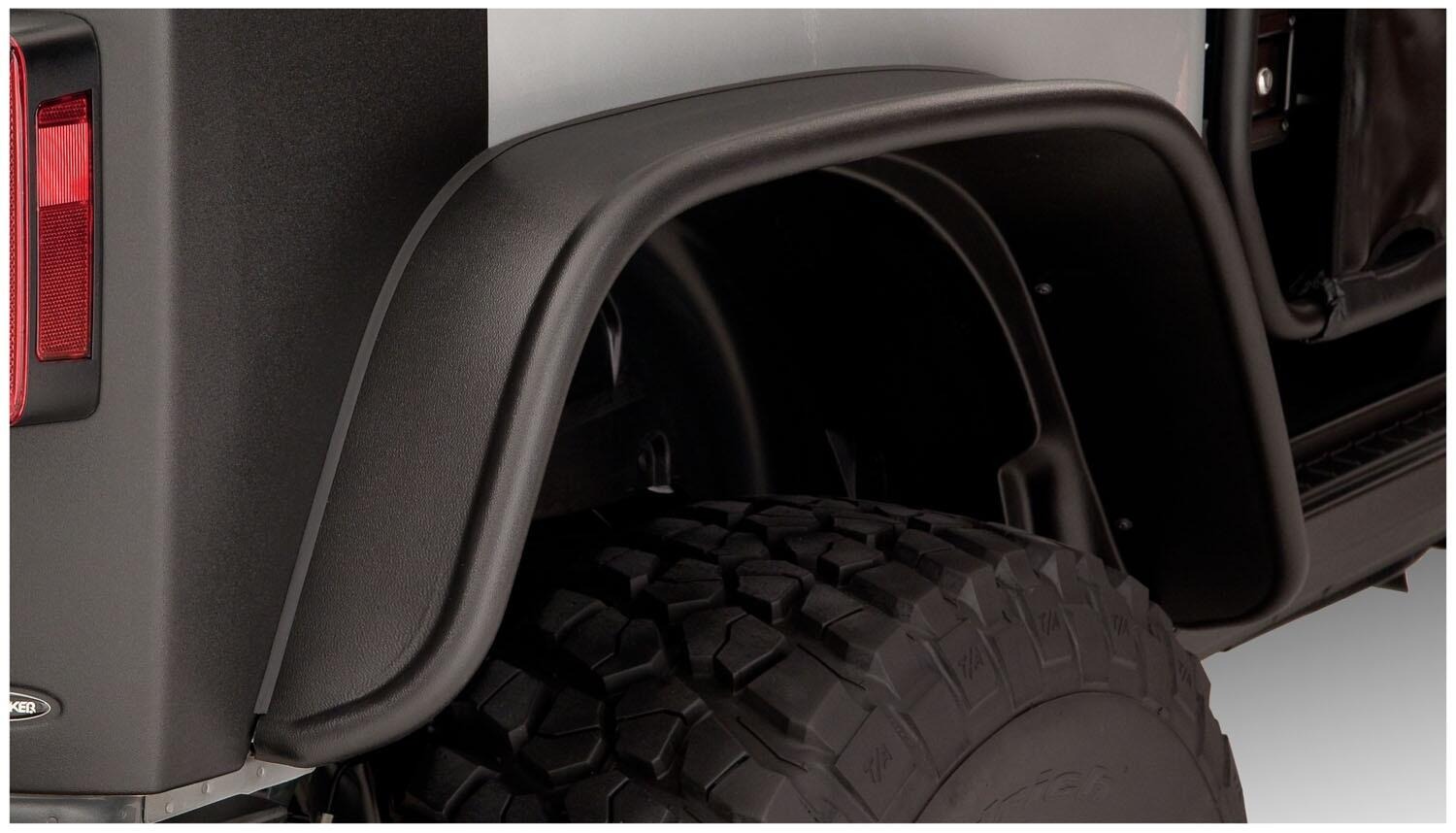 Bushwacker 10919-07 - Flat Style Fender Flares (Jeep), 4-Piece Set, Black