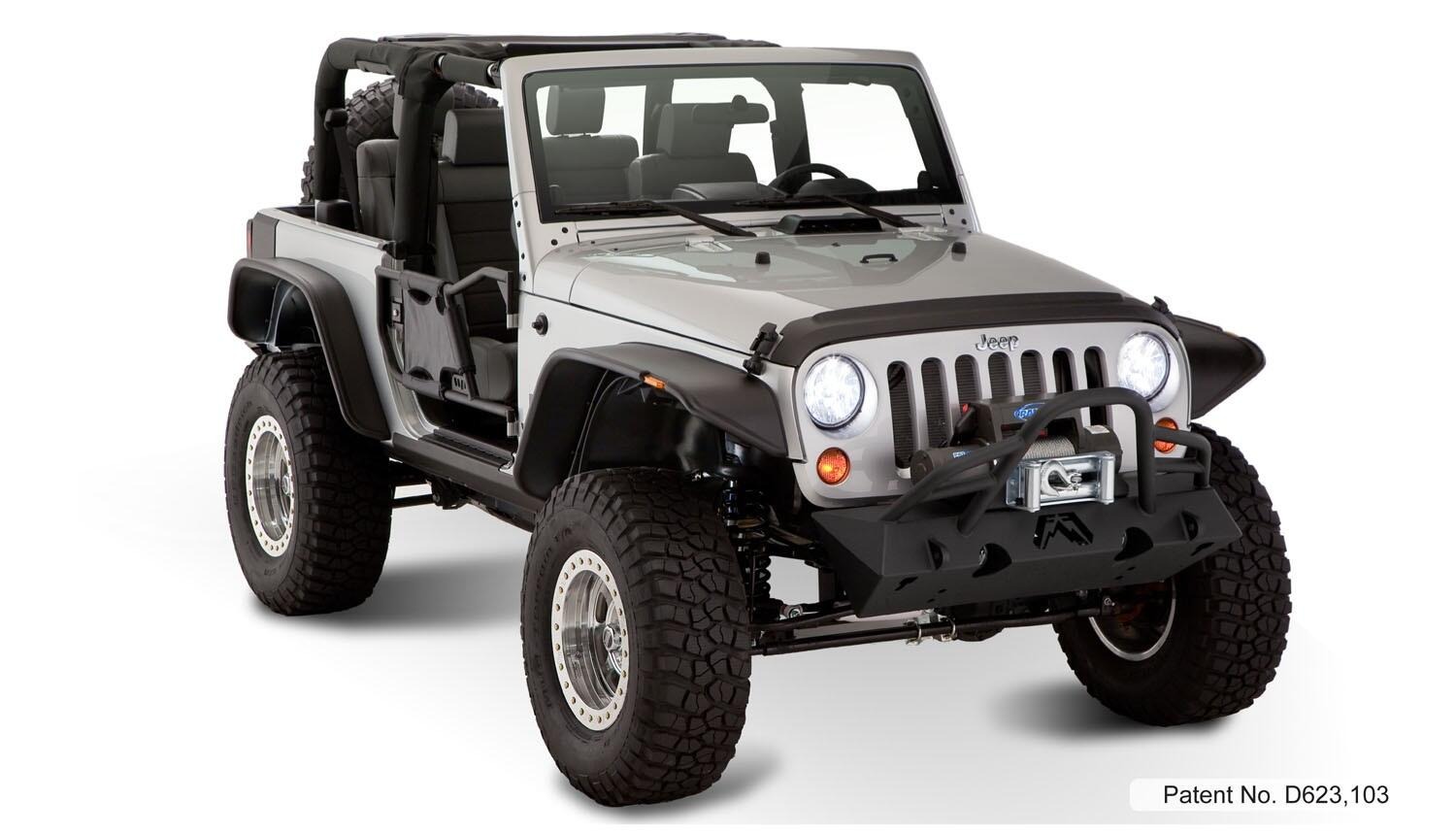 Bushwacker 10919-07 - Flat Style Fender Flares (Jeep), 4-Piece Set, Black