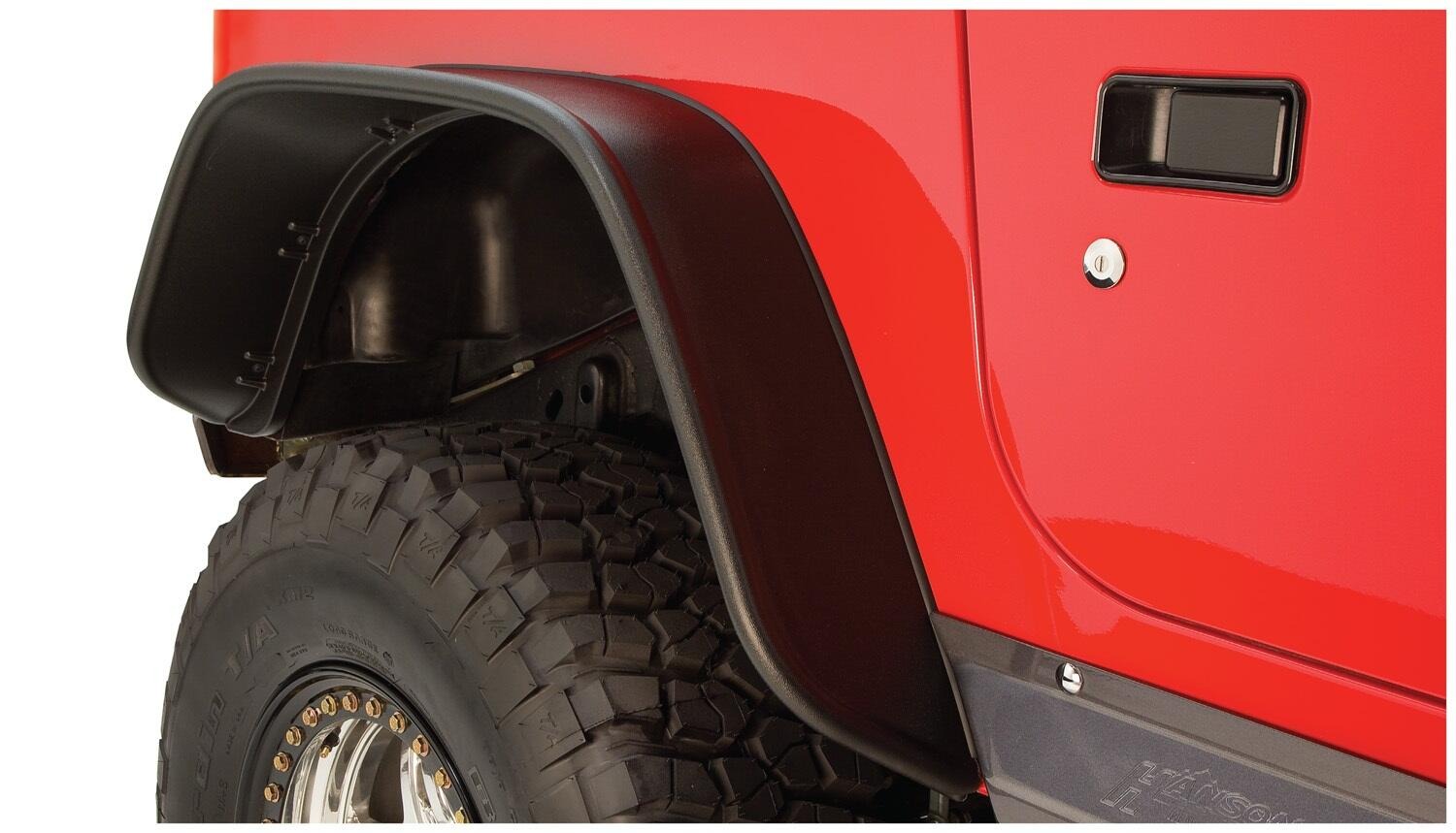 Bushwacker 10920-07 - Flat Style Fender Flares (Jeep), 4-Piece Set, Black