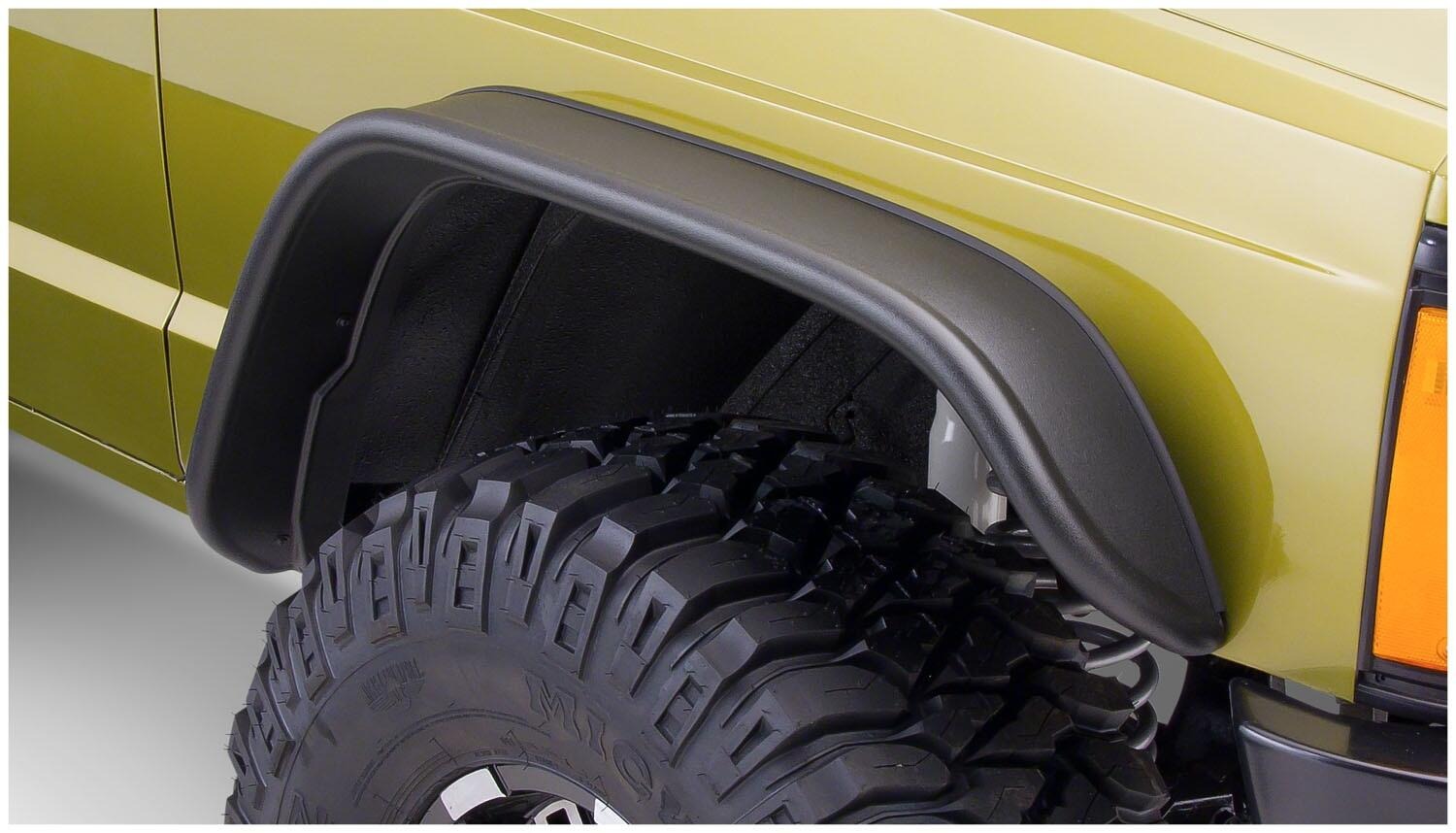 Bushwacker 10922-07 - Flat Style Fender Flares (Jeep), 4-Piece Set, Black