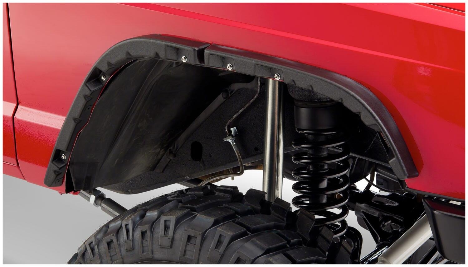 Bushwacker 10922-07 - Flat Style Fender Flares (Jeep), 4-Piece Set, Black