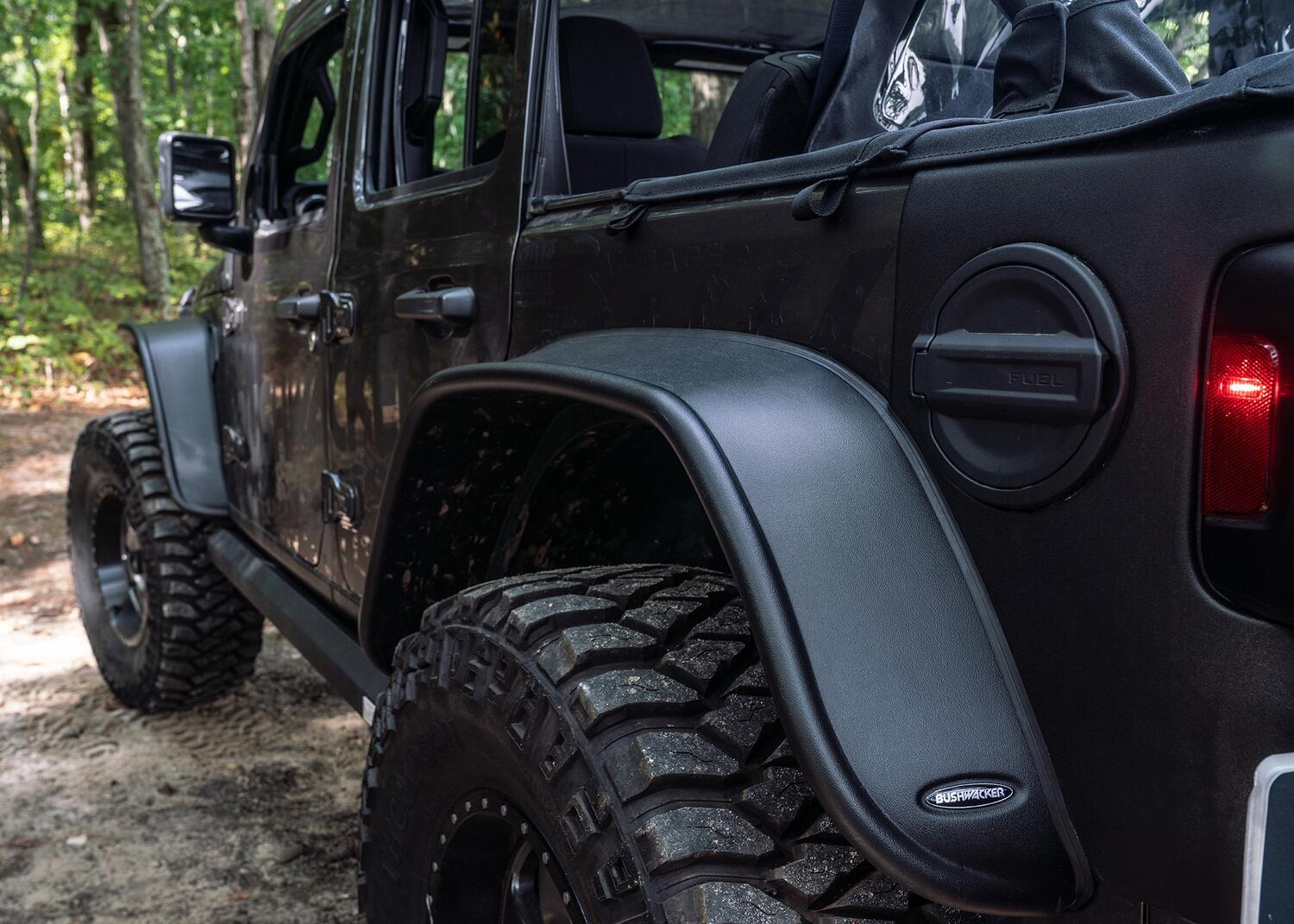Bushwacker 10923-07 - Flat Style Fender Flares (Jeep), 4-Piece Set, Black