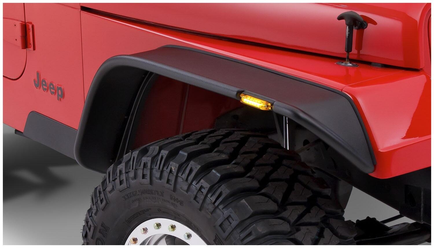 Bushwacker 10924-07 - Flat Style Fender Flares (Jeep), 4-Piece Set, Black