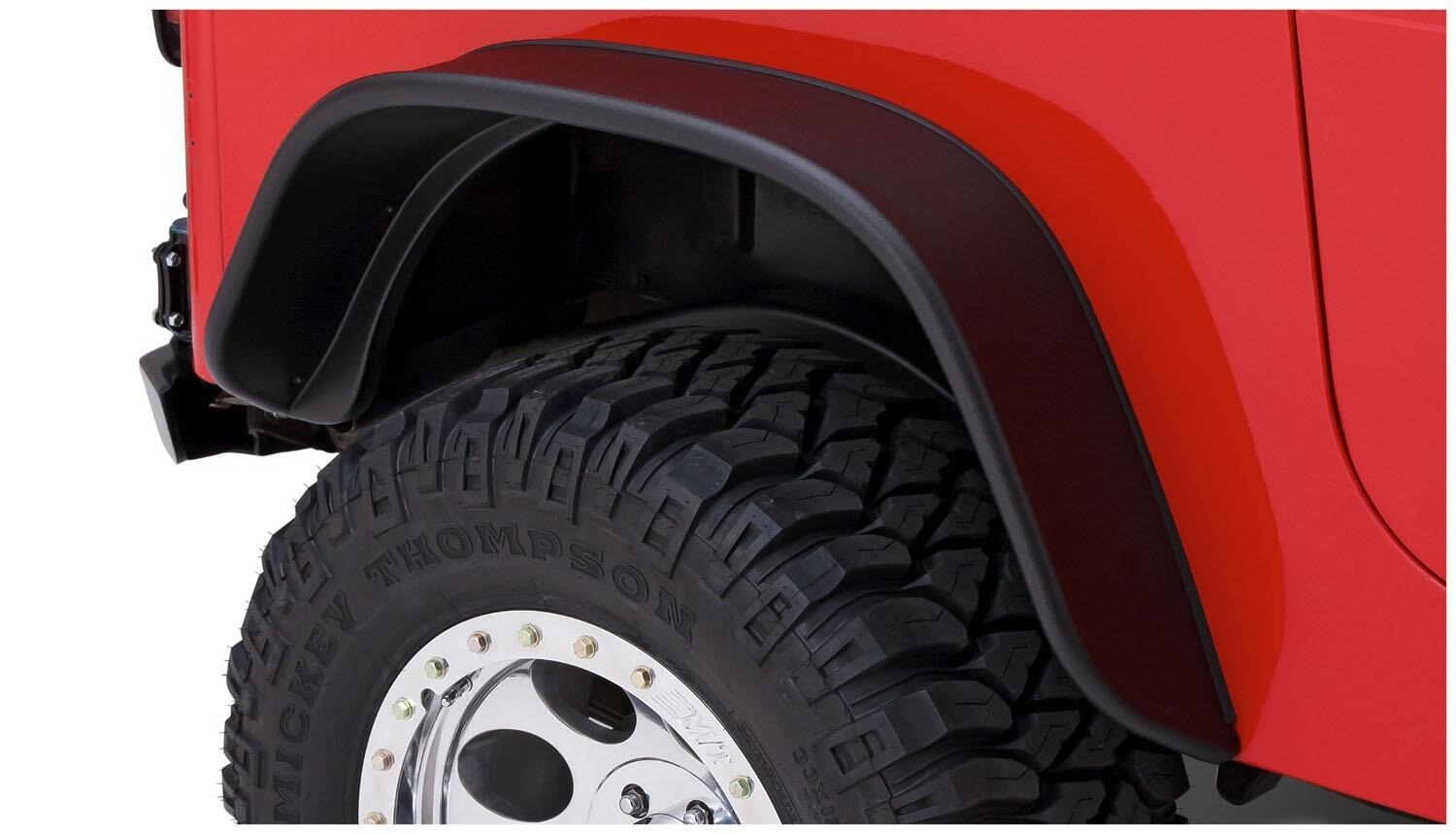 Bushwacker 10924-07 - Flat Style Fender Flares (Jeep), 4-Piece Set, Black