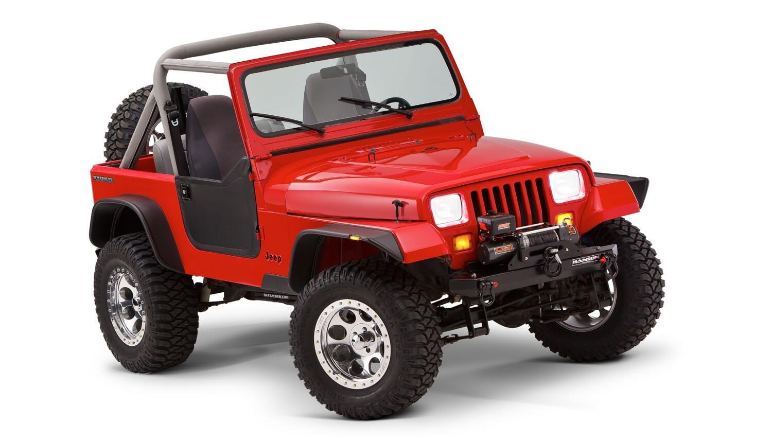 Bushwacker 10924-07 - Flat Style Fender Flares (Jeep), 4-Piece Set, Black