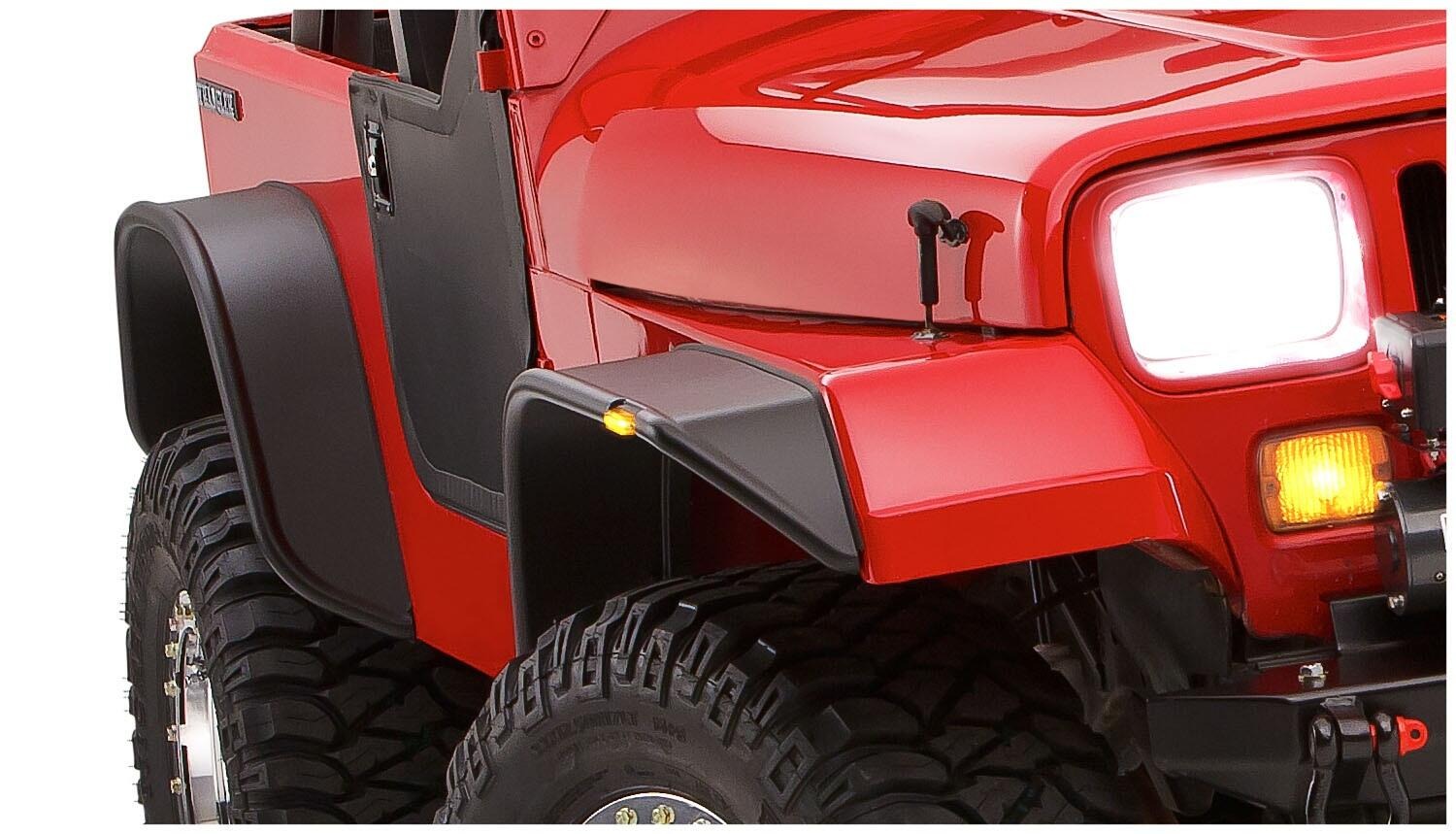 Bushwacker 10924-07 - Flat Style Fender Flares (Jeep), 4-Piece Set, Black