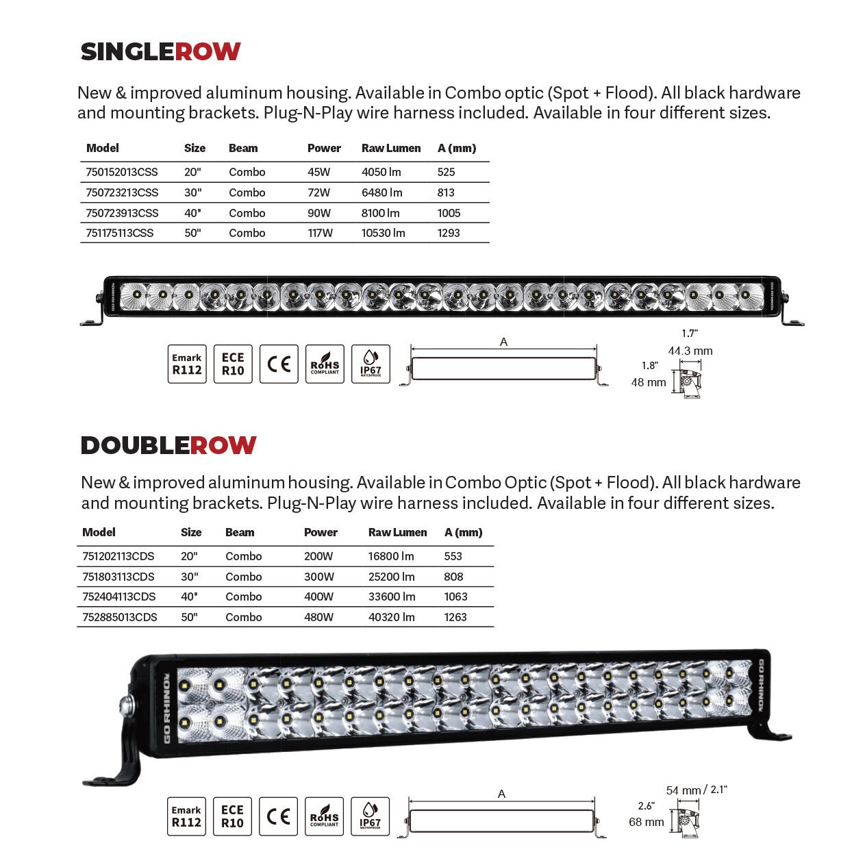Go Rhino 751202113CDS - LED Light Kits, Anodized, XPLOR Bright