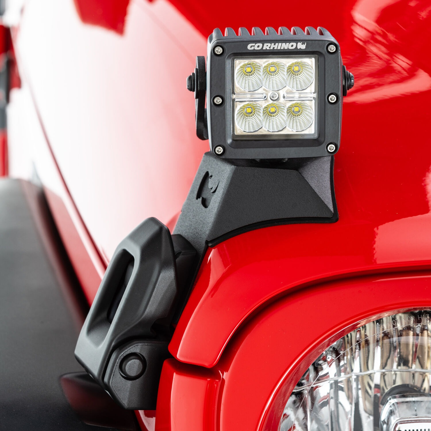Go Rhino 730035T - Light Mounting Brackets, Black, Jeep Accessory
