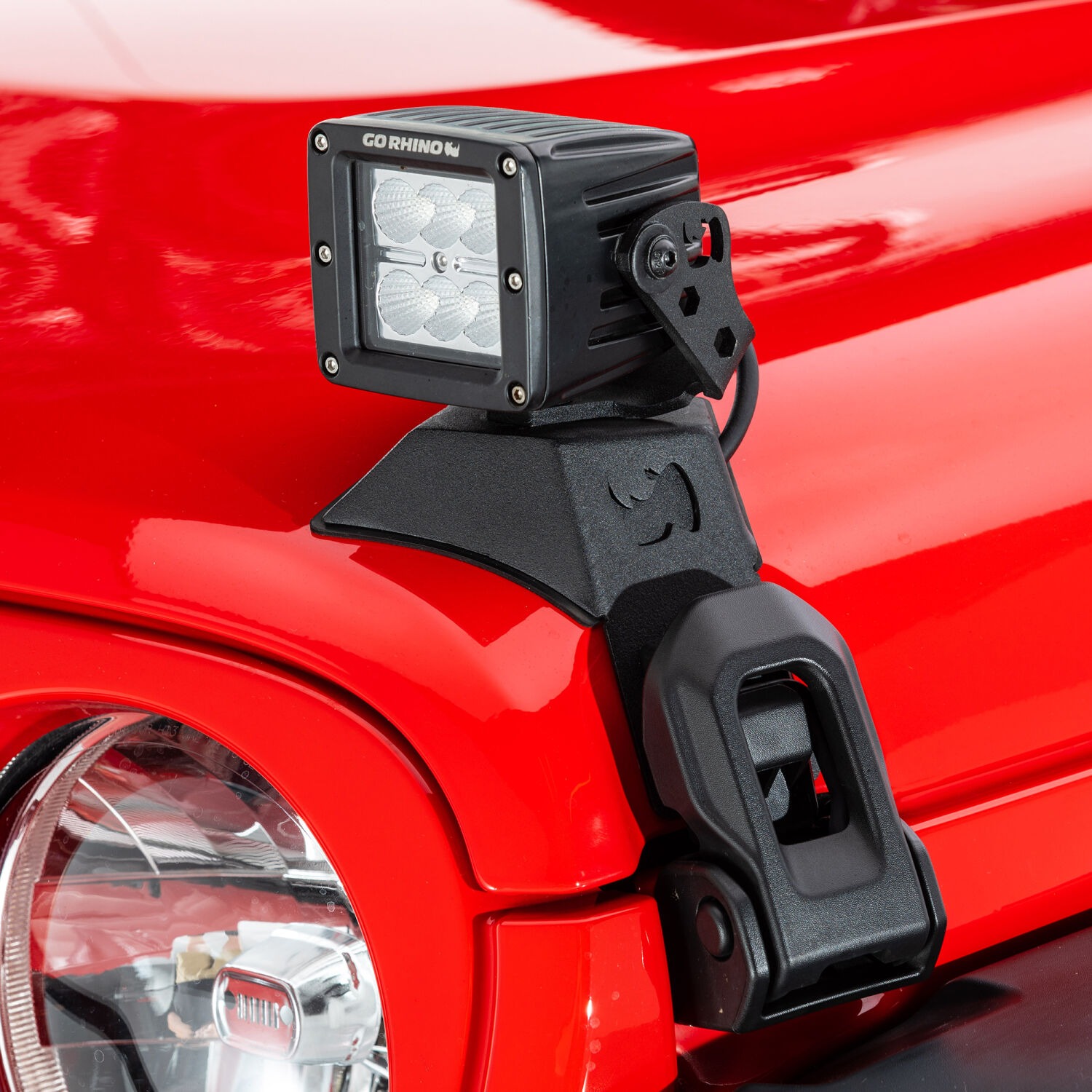 Go Rhino 730035T - Light Mounting Brackets, Black, Jeep Accessory