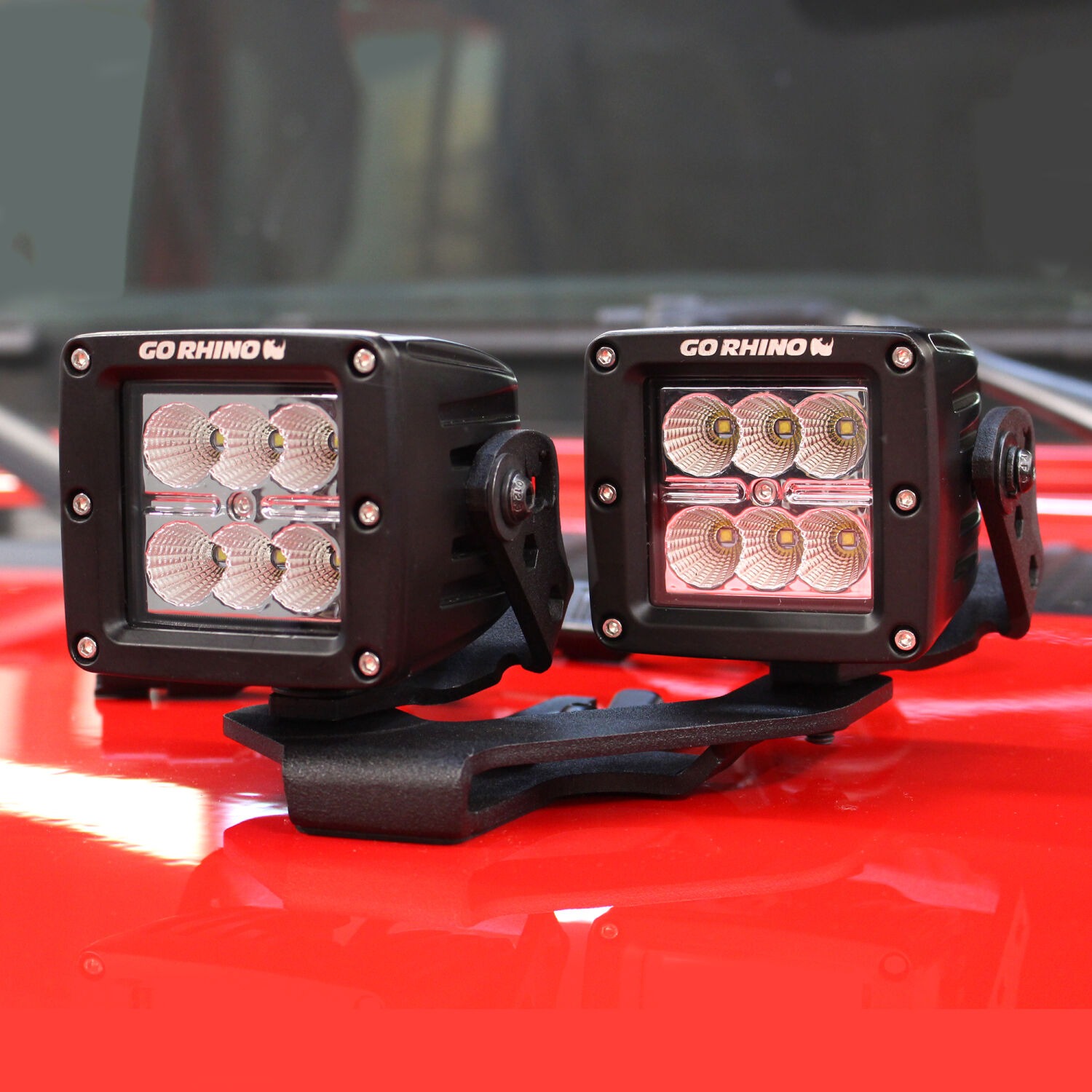 Go Rhino 732231T - Light Mounting Brackets, Black, Jeep Accessory