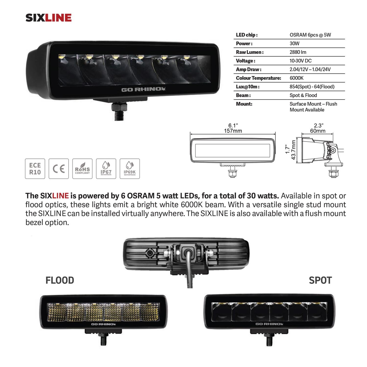 Go Rhino 750300621FBF - LED Light Kits, Anodized, XPLOR Blackout