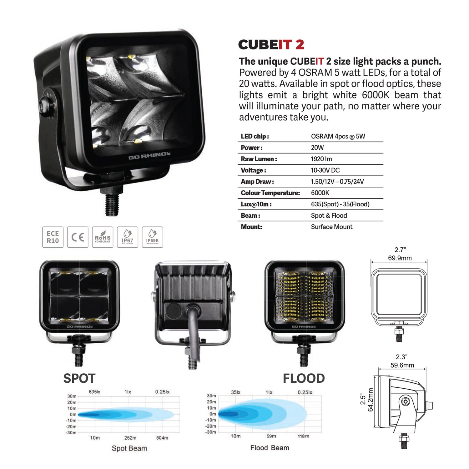 Go Rhino 750200321SCS - LED Light Kits, Black, Aluminum
