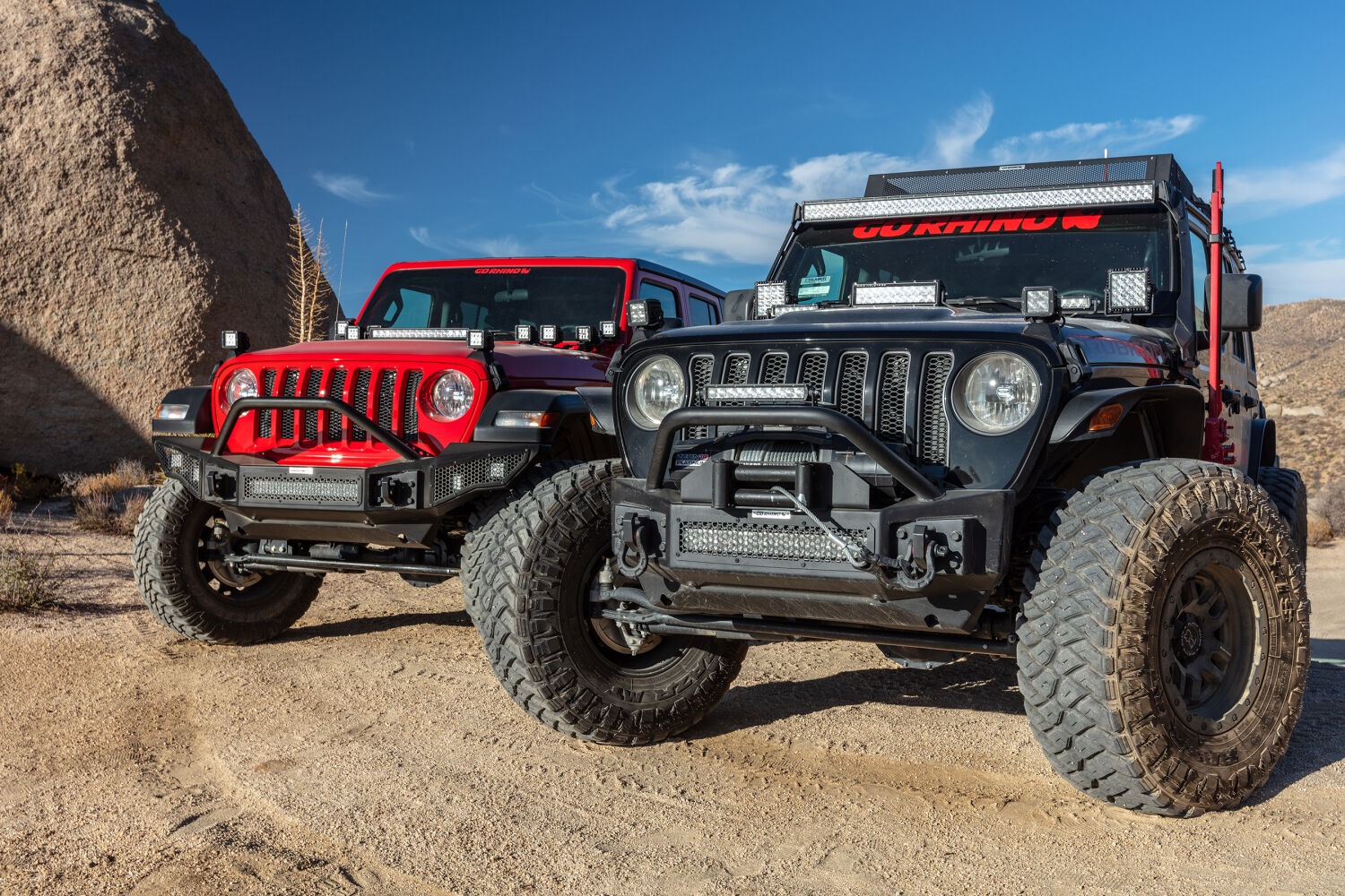 Go Rhino 331101T - Rockline Bumpers, Crew Cab, Black