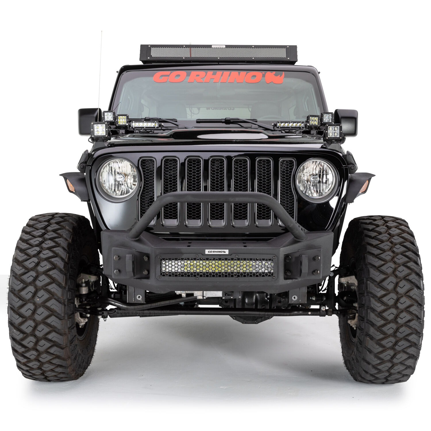 Go Rhino 331101T - Rockline Bumpers, Crew Cab, Black