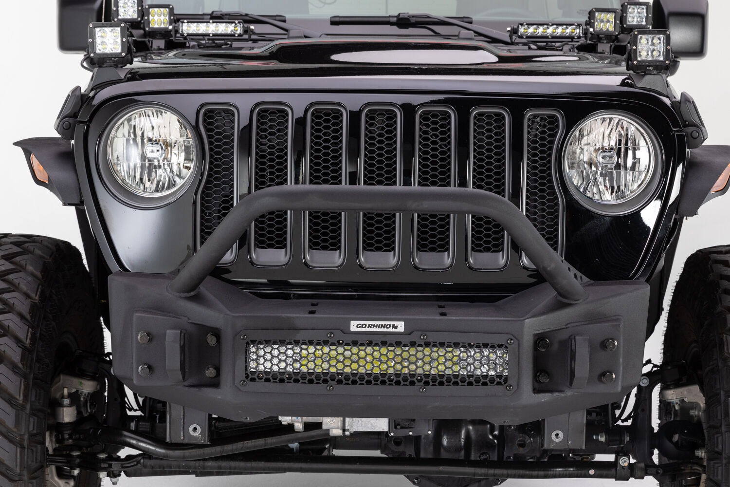 Go Rhino 331101T - Rockline Bumpers, Crew Cab, Black