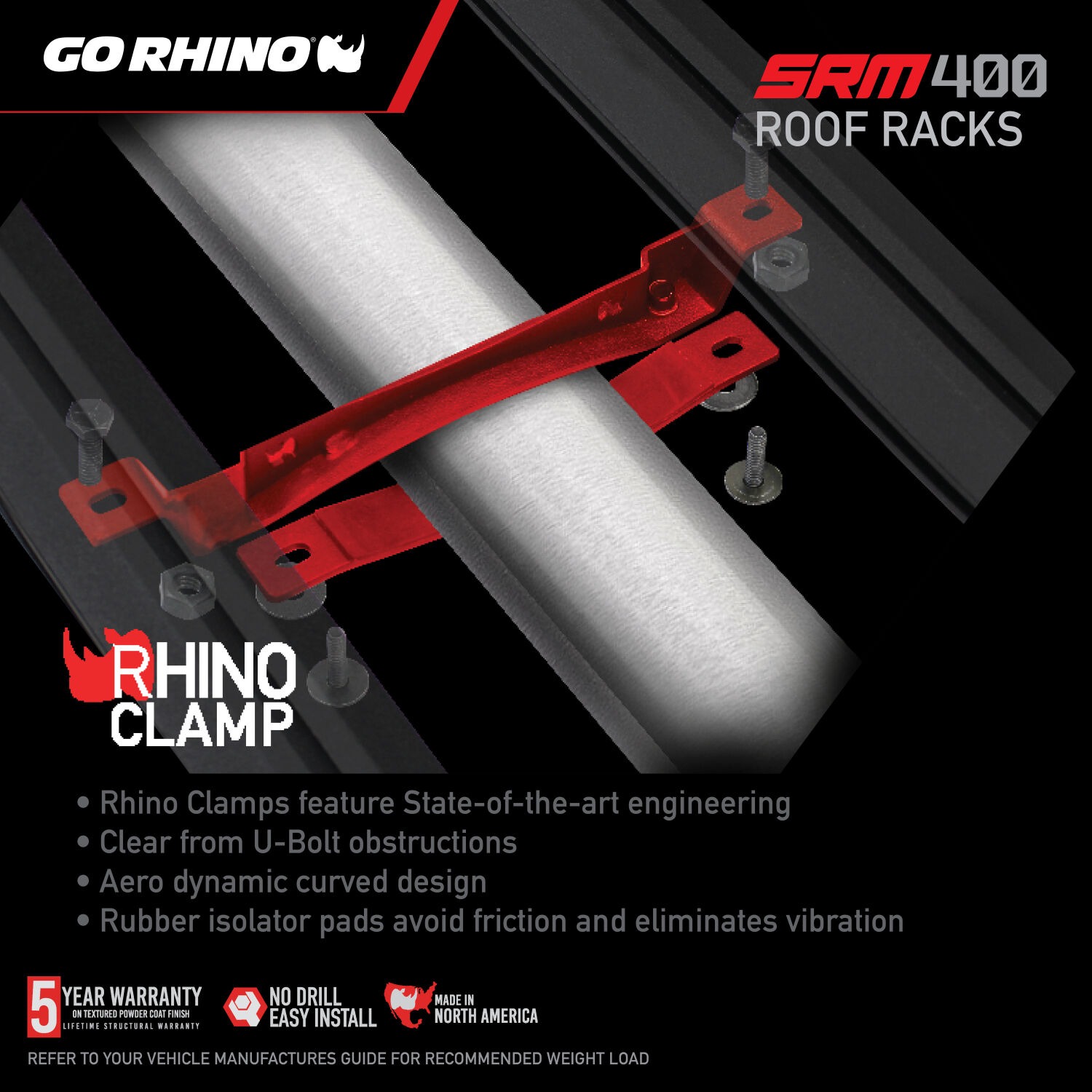 Go Rhino 5934068T - SRM Roof Racks, Black, Steel