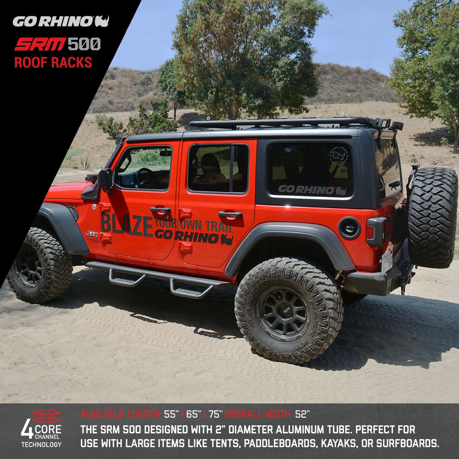 Go Rhino 5935065T - SRM Roof Racks, Black, Aluminum