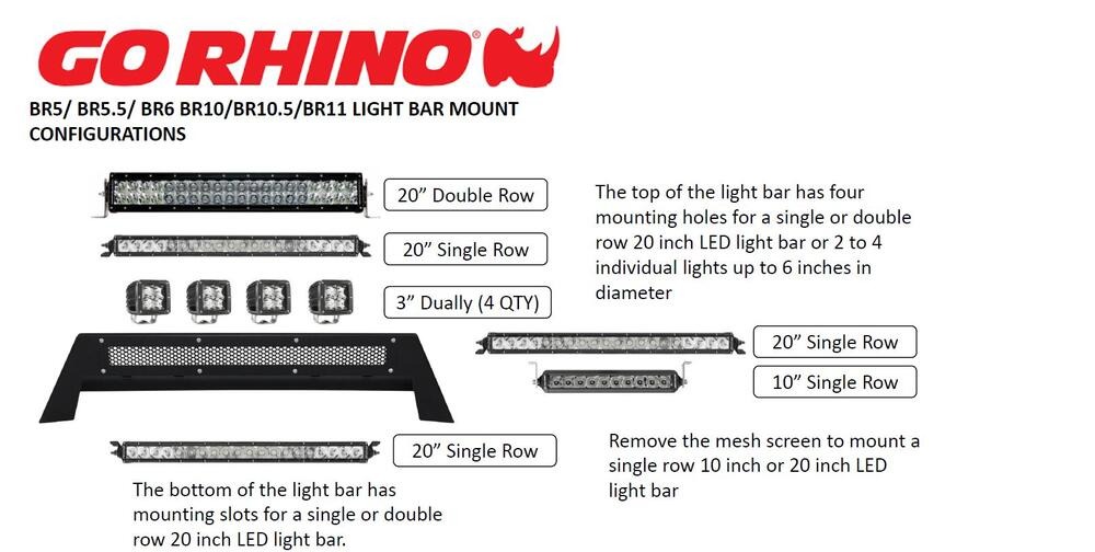 Go Rhino 26573T - Bumper Guard Light Mounts, Black, BR5.5