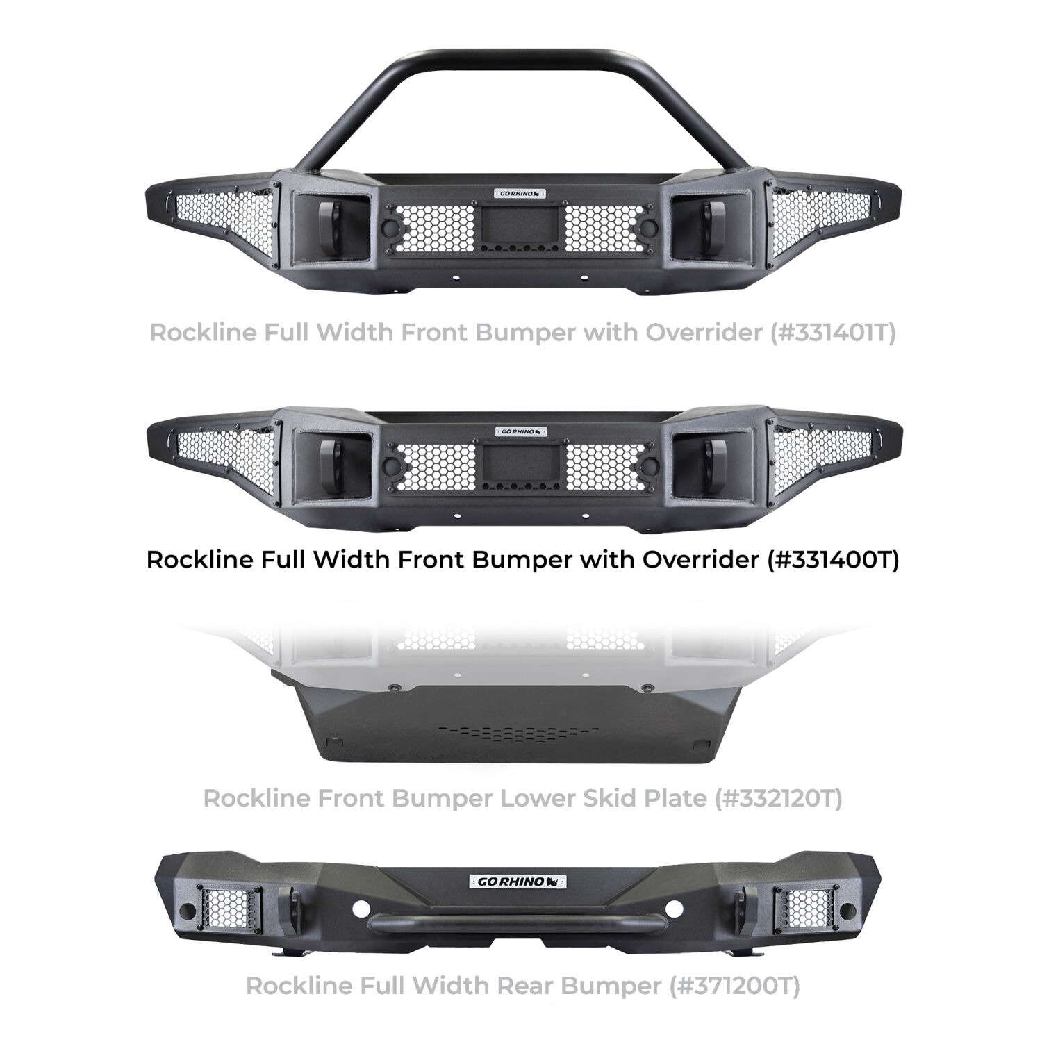 Go Rhino 331400T - Rockline Bumpers, Black, Steel